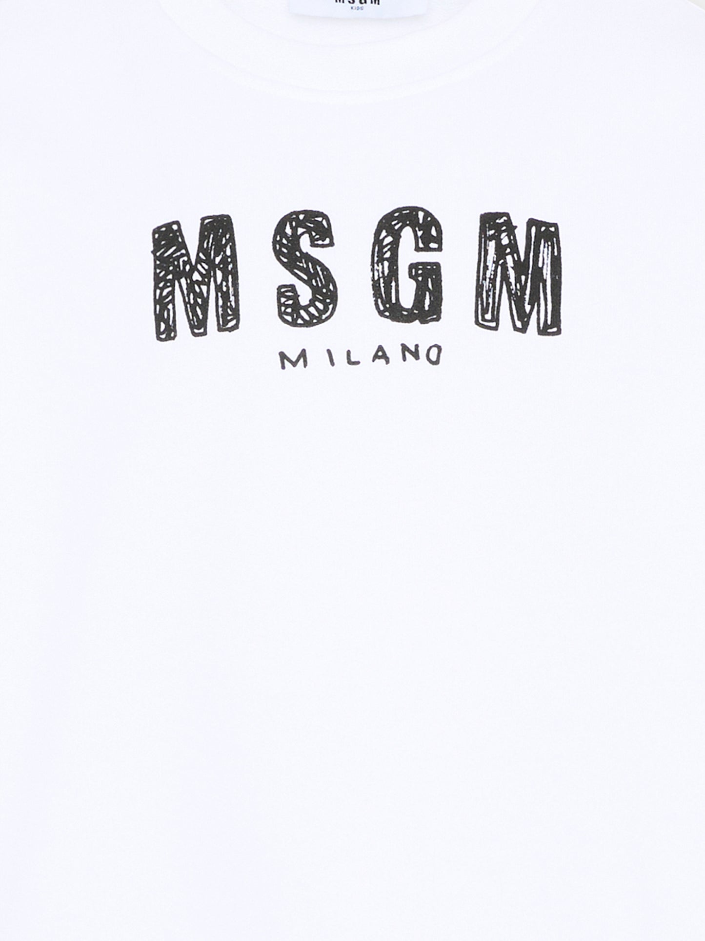 Felpa bianca per bambini con logo,Msgm Kids,S6MSJUSW008 001