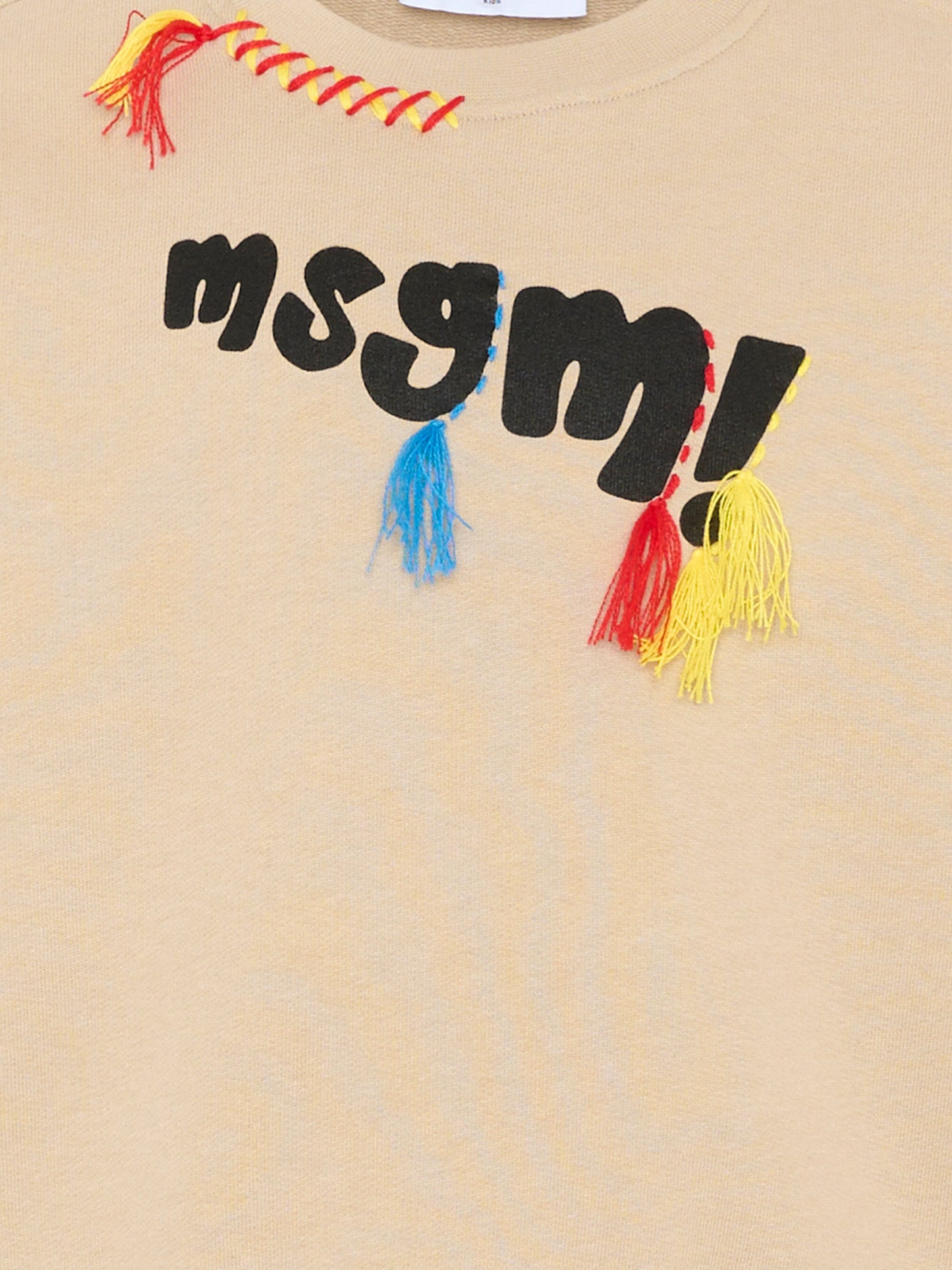 Felpa beige per bambini con logo,Msgm Kids,S6MSJUSW142 092