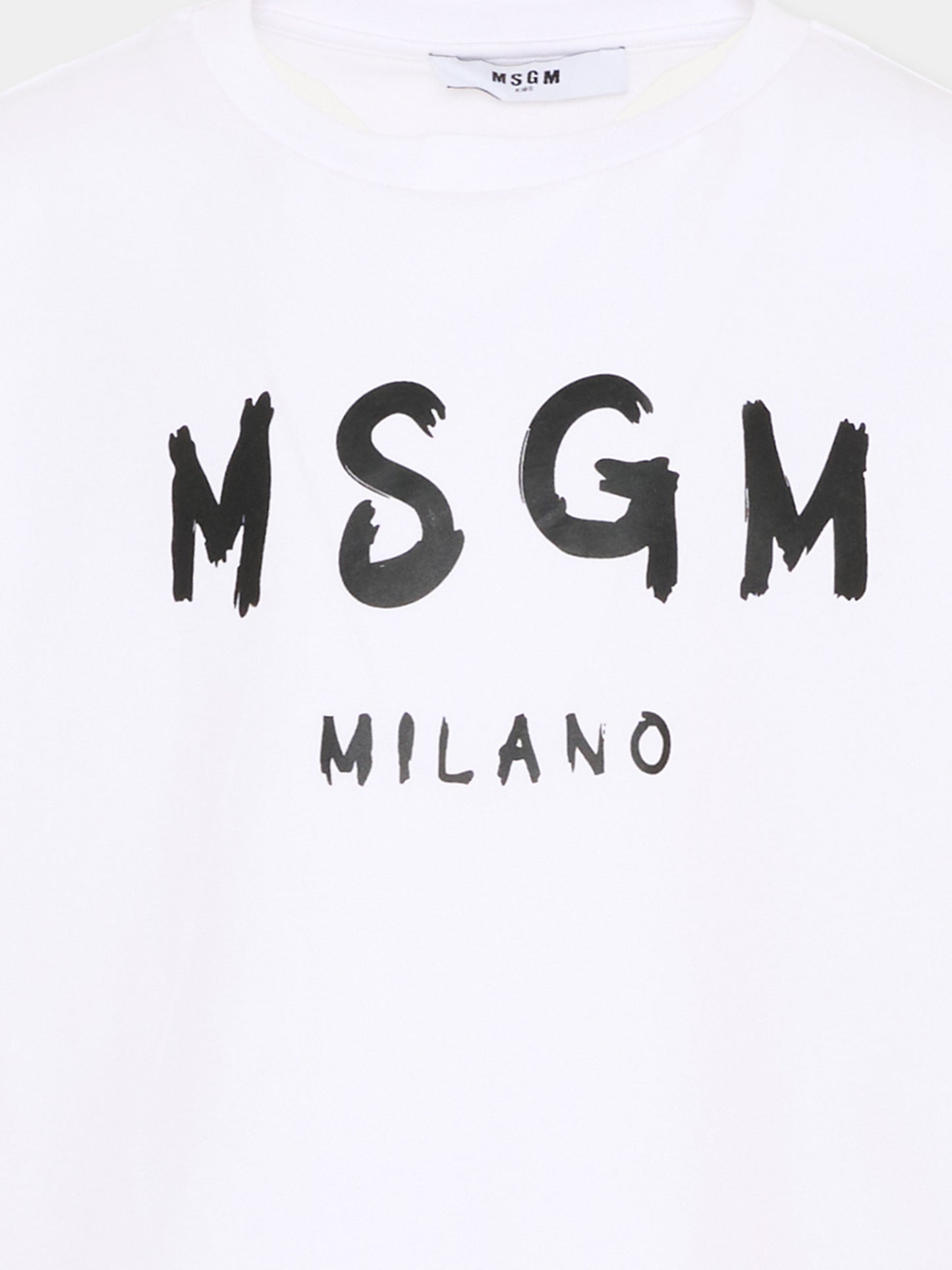 T-Shirt bianca per bambini con logo,Msgm Kids,S6MSJUTH001 001