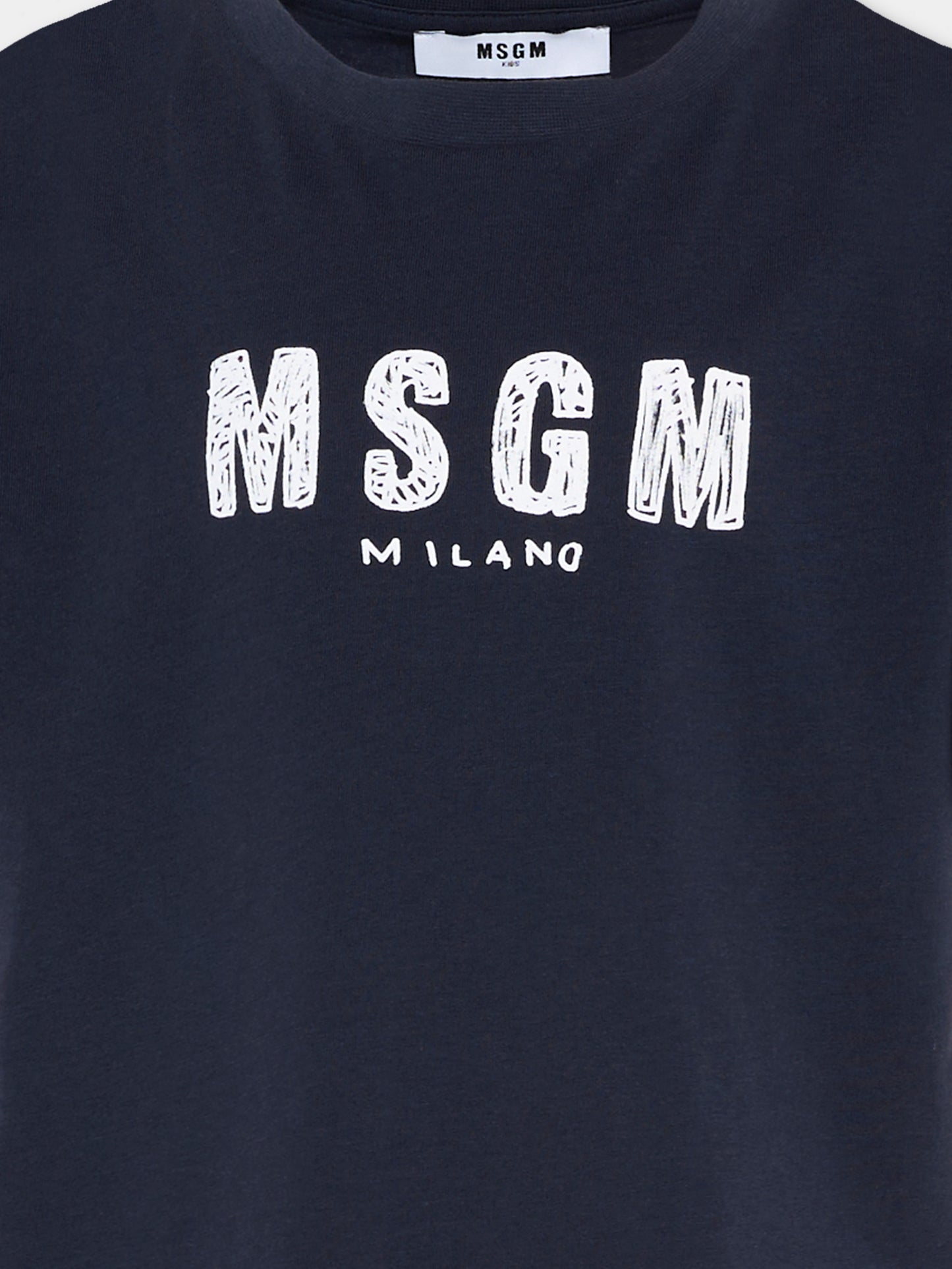 T-Shirt blu per bambini con logo,Msgm Kids,S6MSJUTH004 MS072