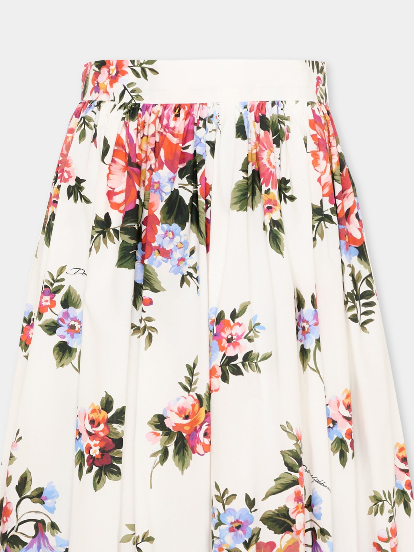 Gonna bianca per bambina con stampa floreale,Dolce & Gabbana Kids,L55I53 HS5UU HA5ZO