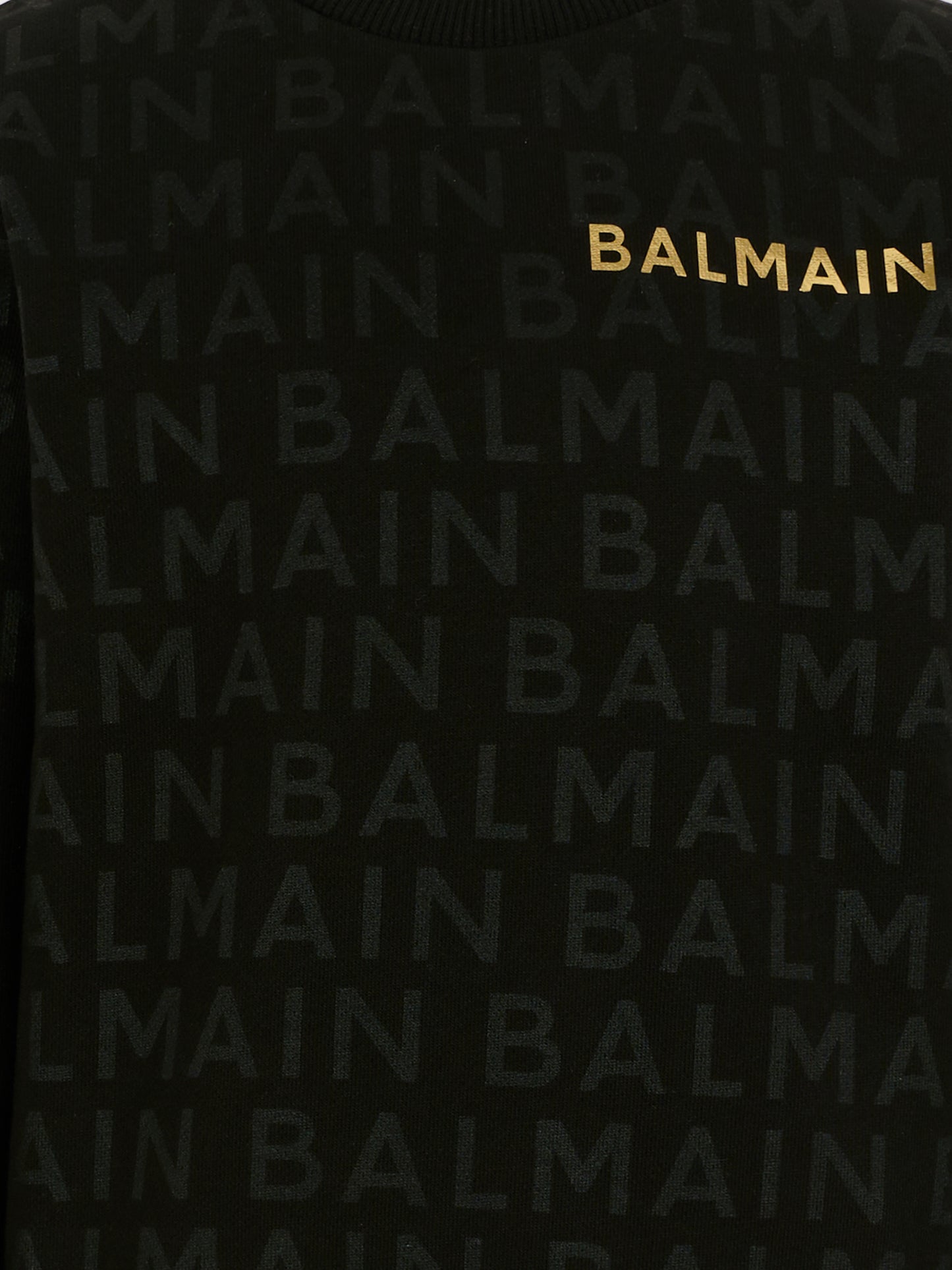 Felpa nera per bambini con logo,Balmain Kids,BT4P90 Z1524 930NE