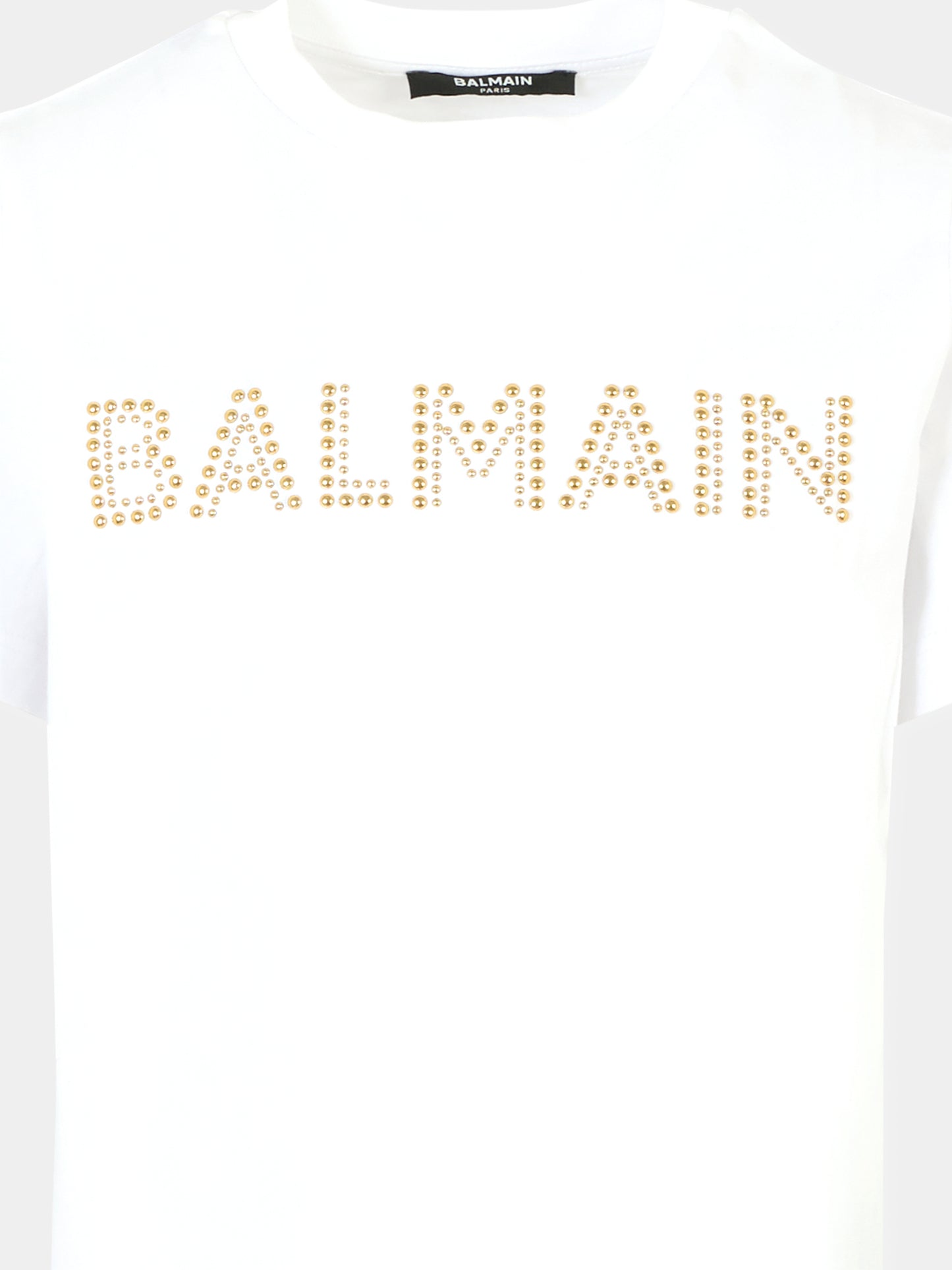 T-shirt bianca per bambina con logo,Balmain Kids,BT8Q51 J0177 100OR