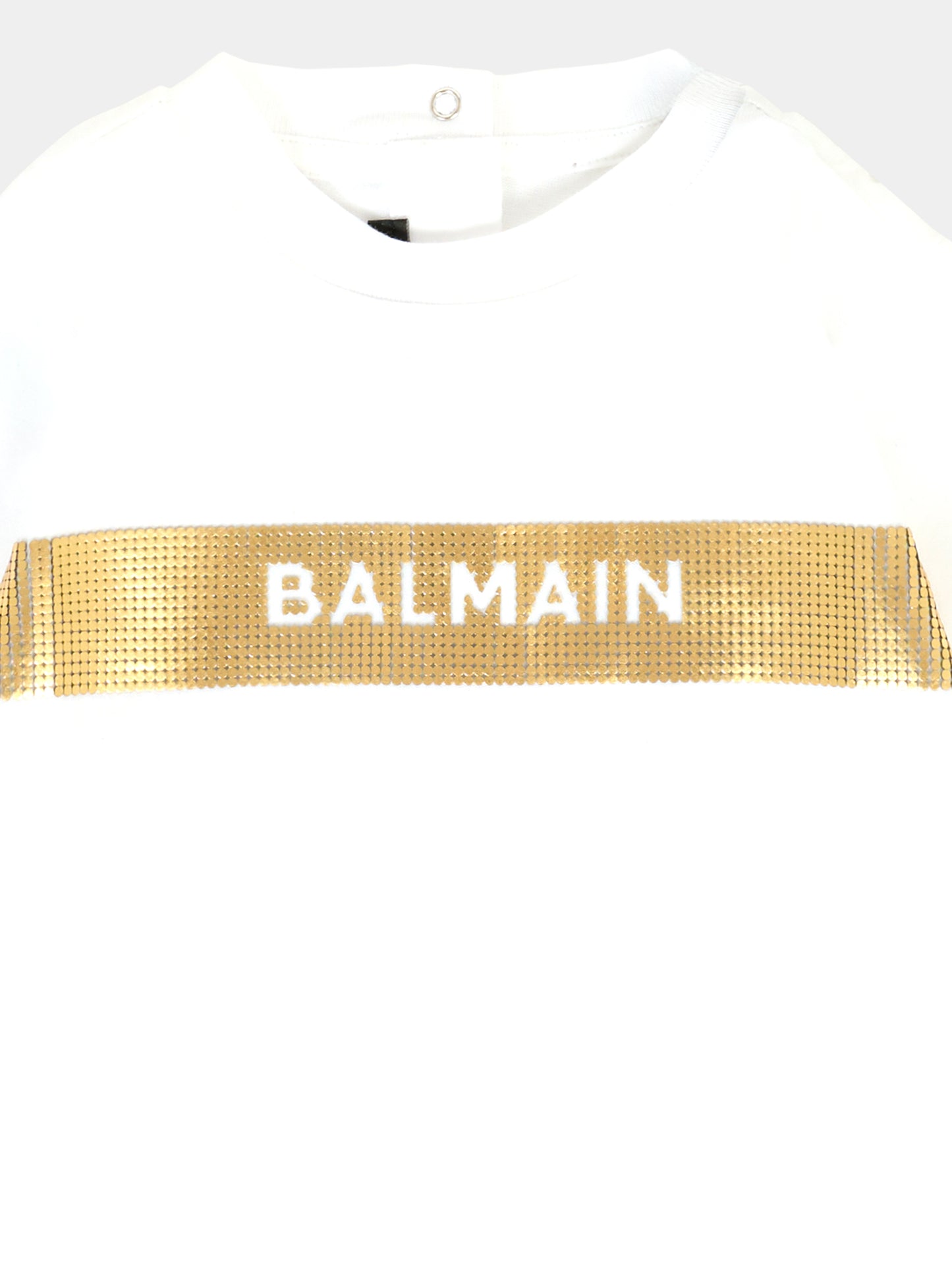 T-shirt bianca per neonati con logo,Balmain Kids,BT8641 Z0082 100OR