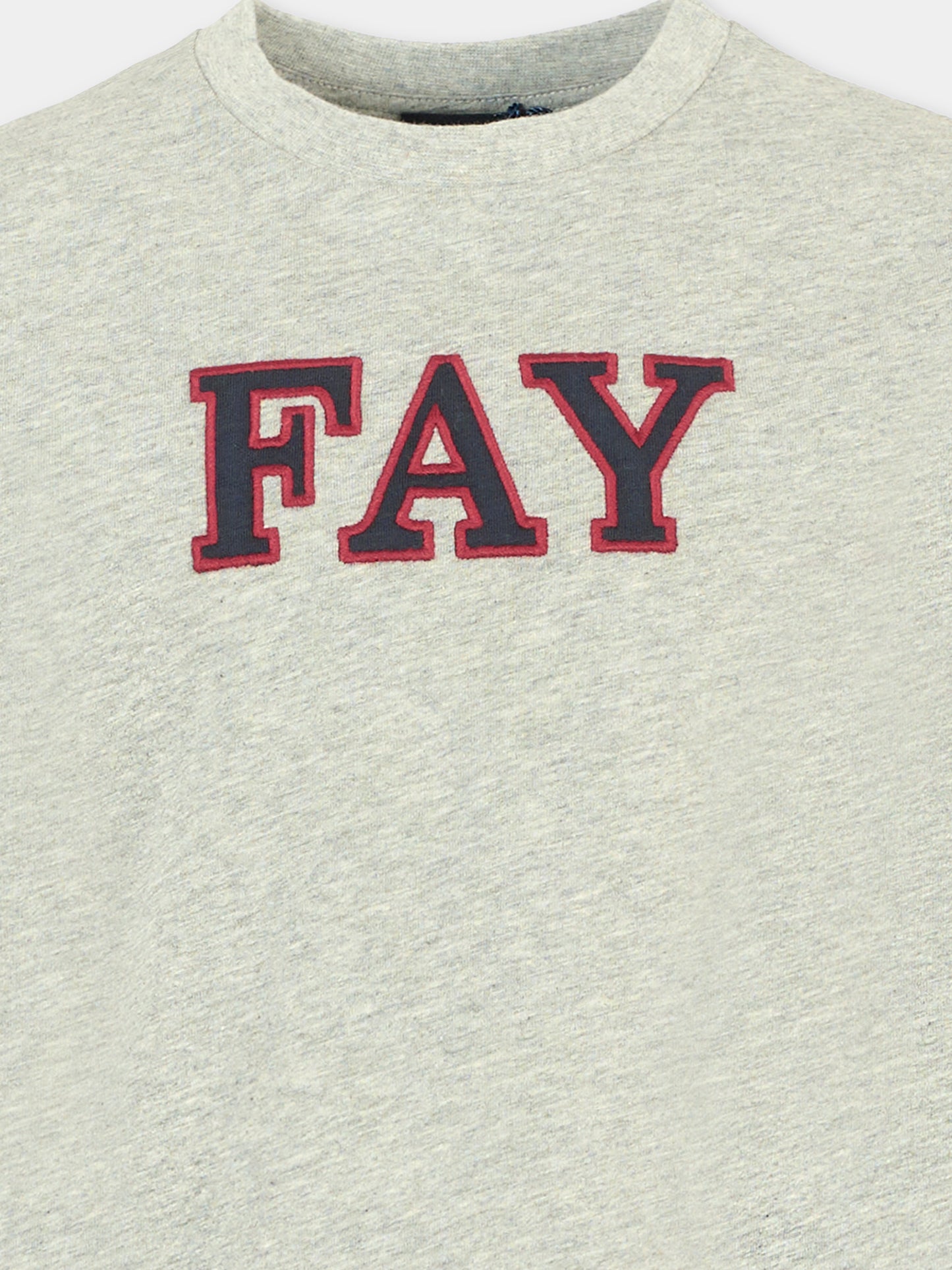 T-shirt grigia per bambino con logo ricamato,Fay Kids,FV8P30 Z0762 805BL