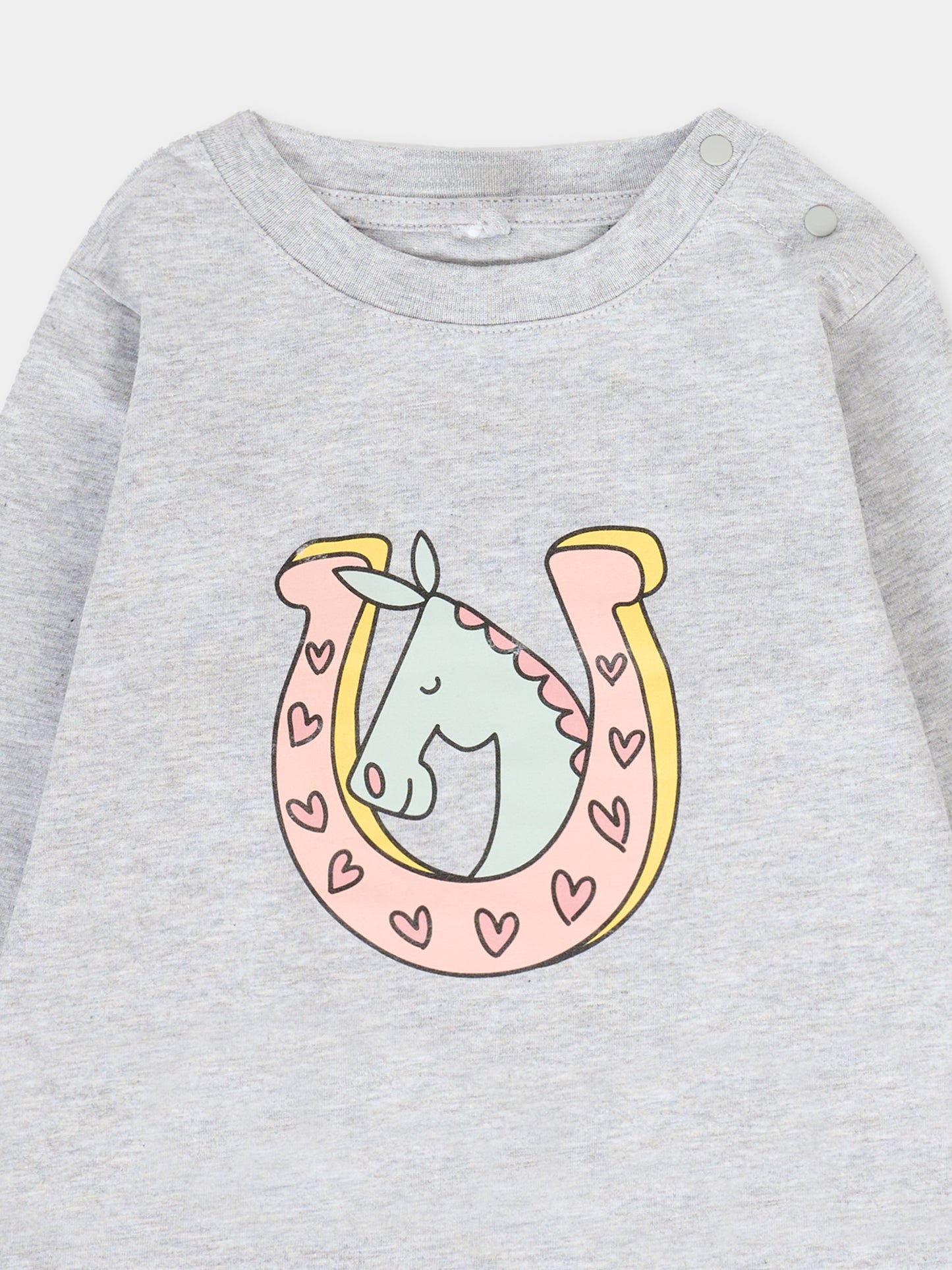 T-shirt grigia per neonata con cavallo,Stella Mccartney Kids,TV8080 Z0434 807