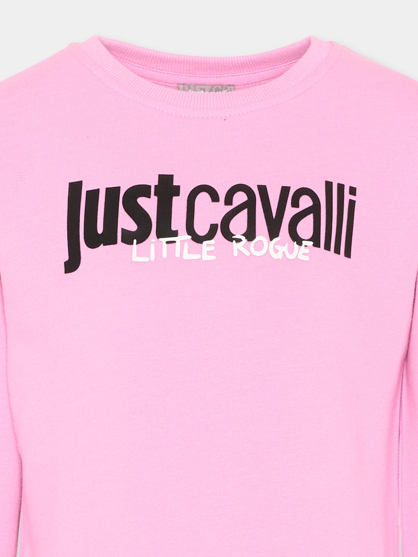 Felpa rosa per bambina con logo,Just Cavalli Kids,JIP26028FE PINK BEGONIA