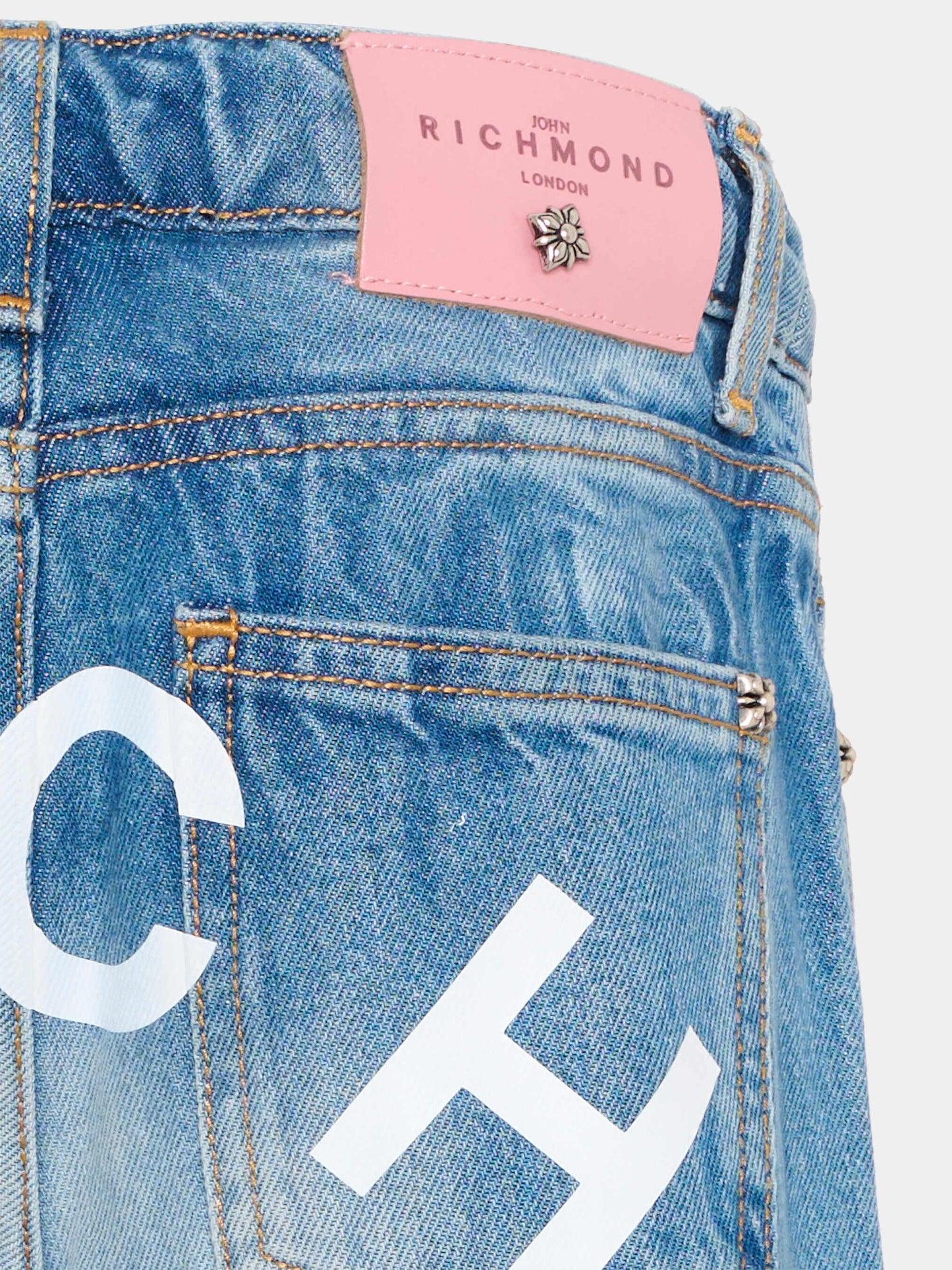 Jeans denim per bambina con logo,Richmond,RGP26221JE DENIM STONEWASH
