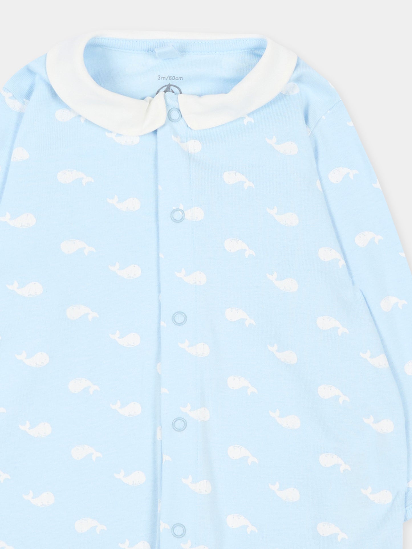 Tutina celeste per neonato con balene,Petit Bateau,A0F2H TOUDOU/MARSHMALLOW 01