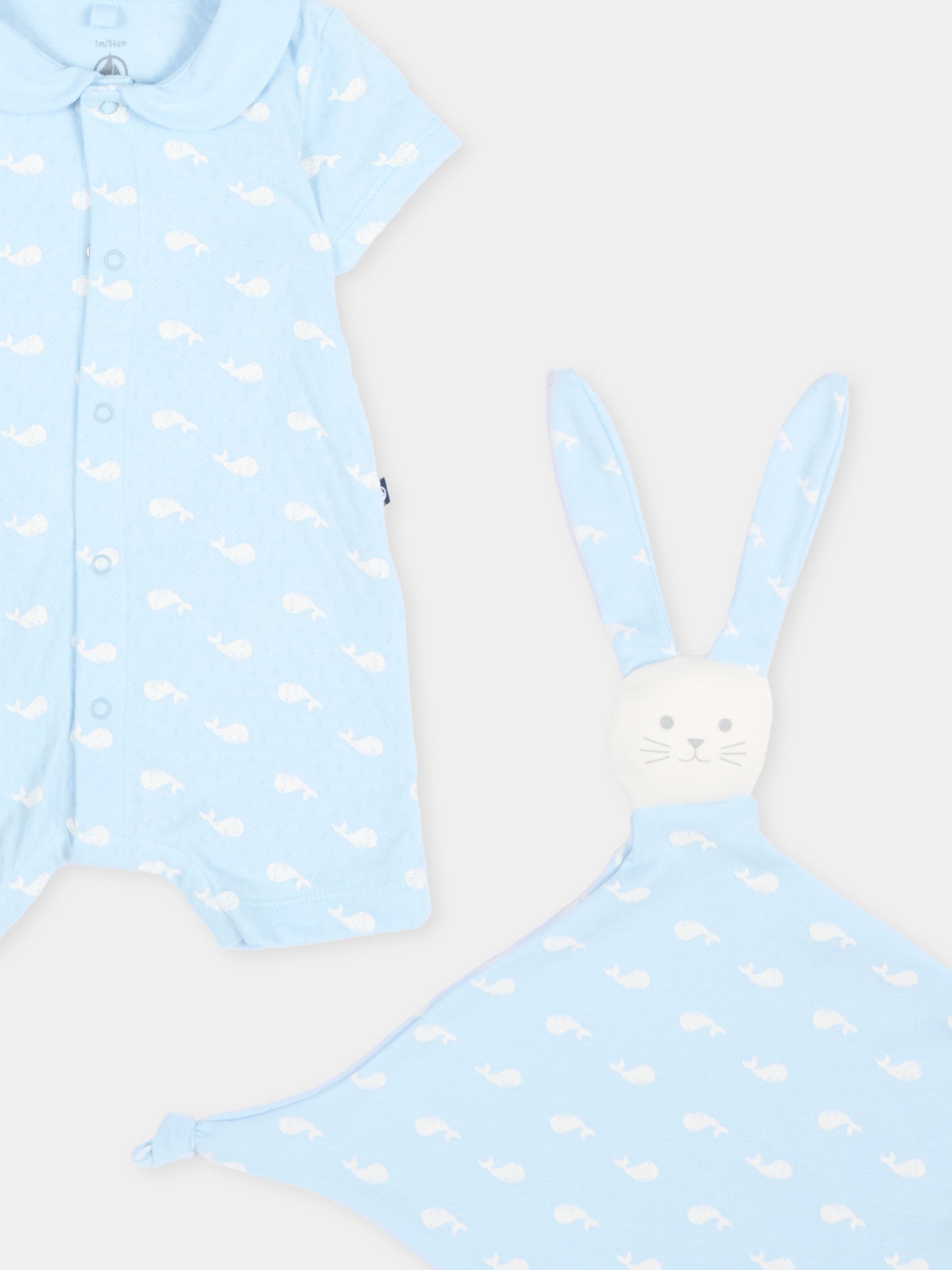 Pagliaccetto celeste per neonato con doudou,Petit Bateau,A0FT0 TOUDOU/MARSHMALLOW 01
