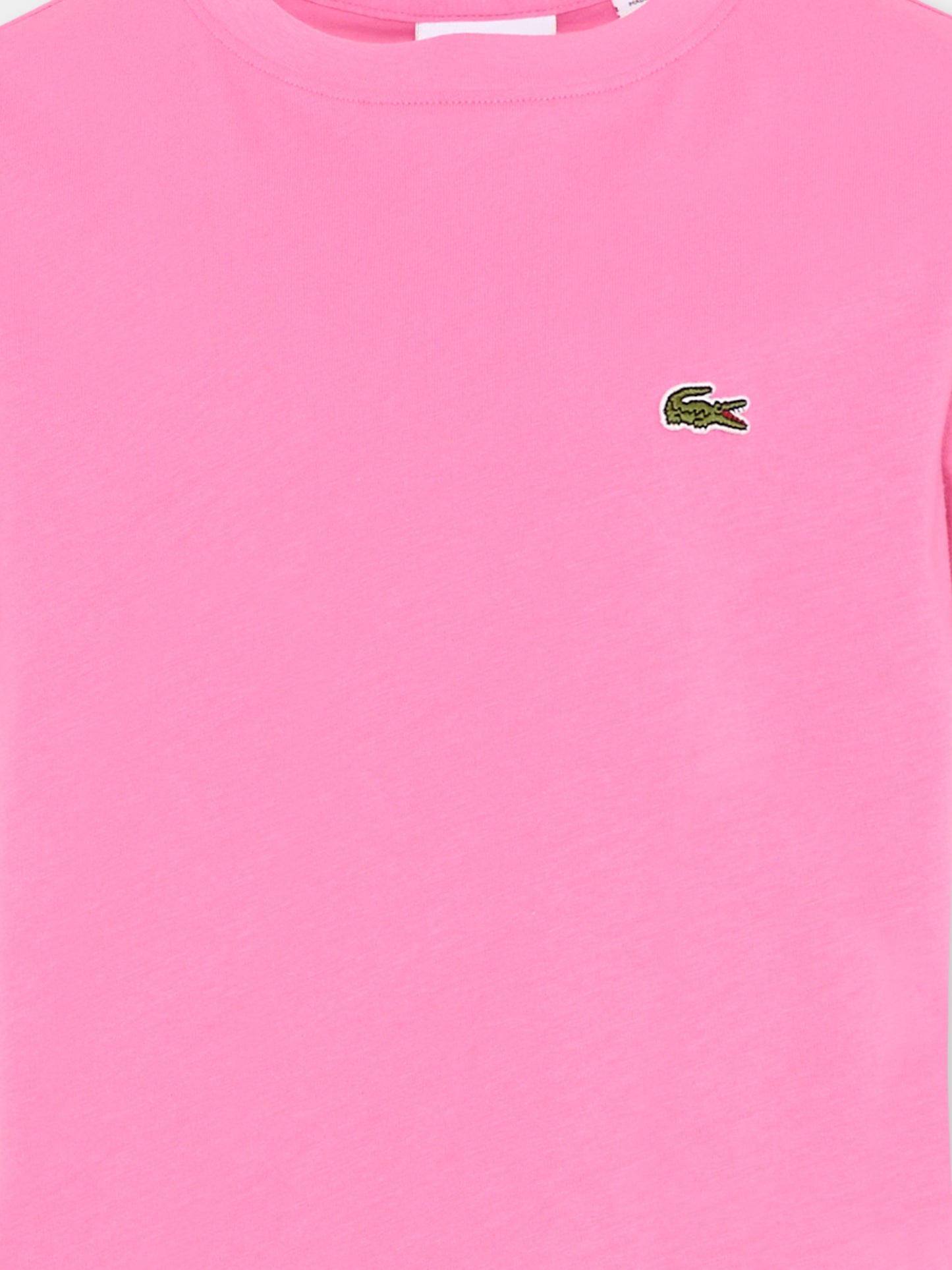 T-shirt fucsia per bambina con logo,Lacoste,7025 GLH