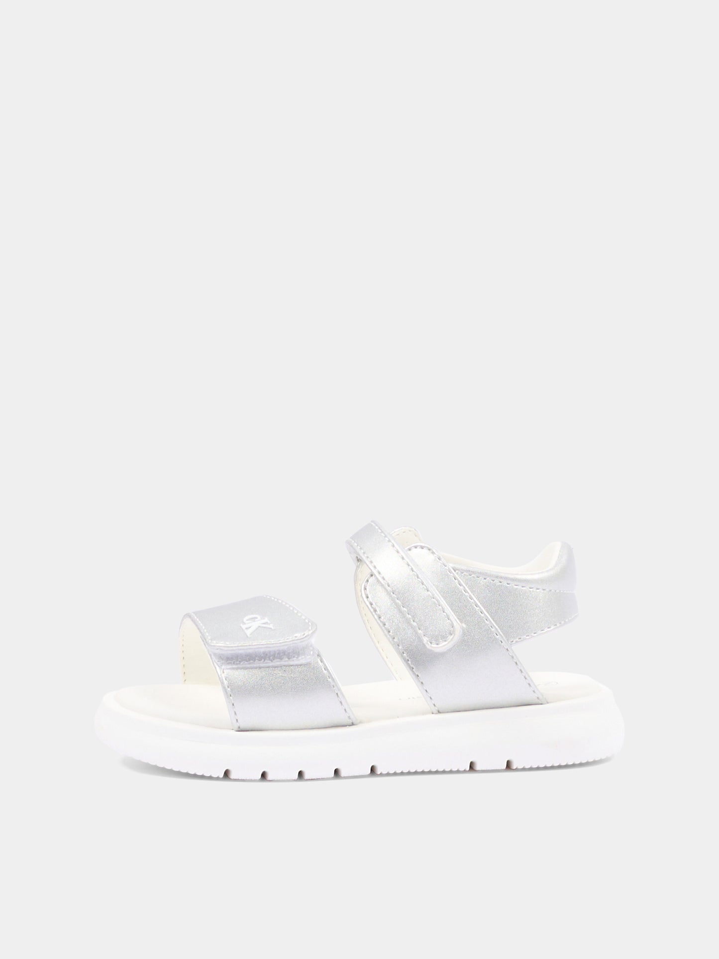 Sandali argento per bambina con logo,Calvin Klein Kids,V1A2 83241 1372904