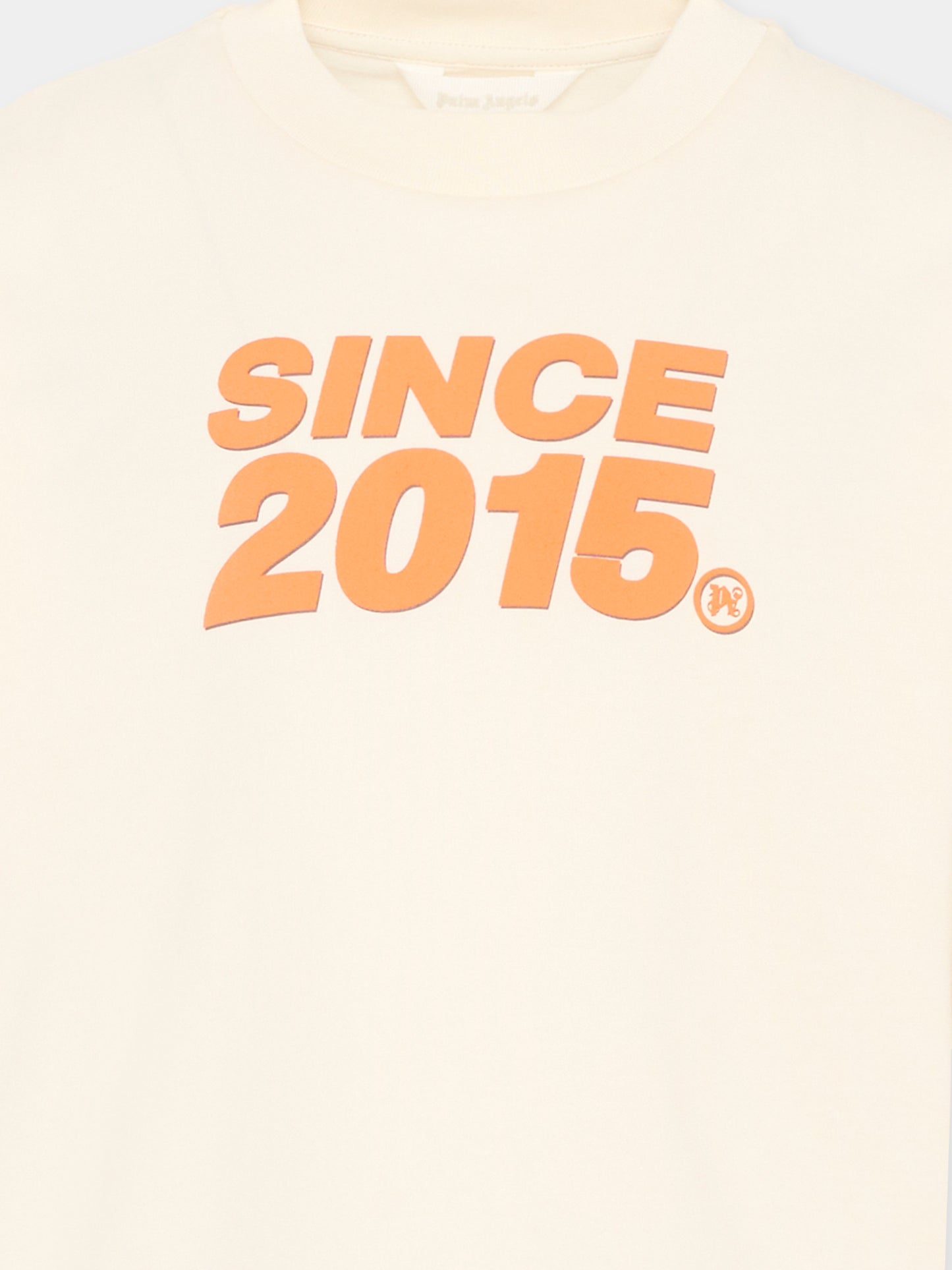 T-Shirt avorio per bambini con stampa palma,Palm Angels,PBAA002S26JER002 002