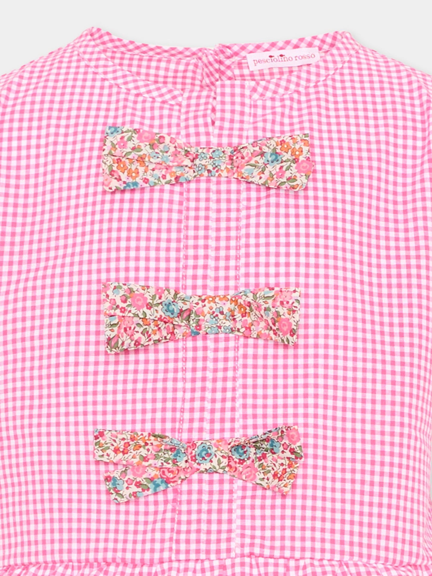 Camicia fucsia vichy per bambina,Pesciolino Rosso,BL 12 PATCH S 185