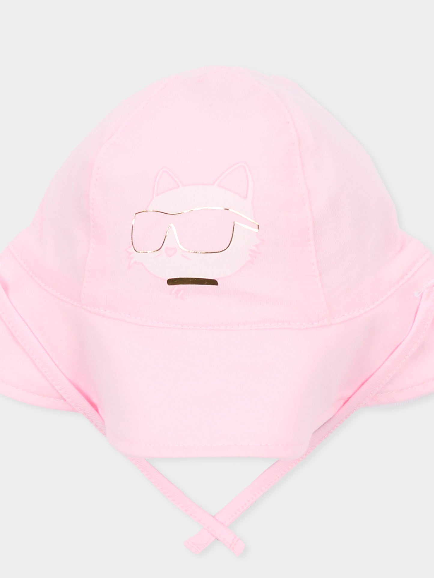 Cloche reversibile rosa per neonata con Choupette,Karl Lagerfeld Kids,Z31190 475
