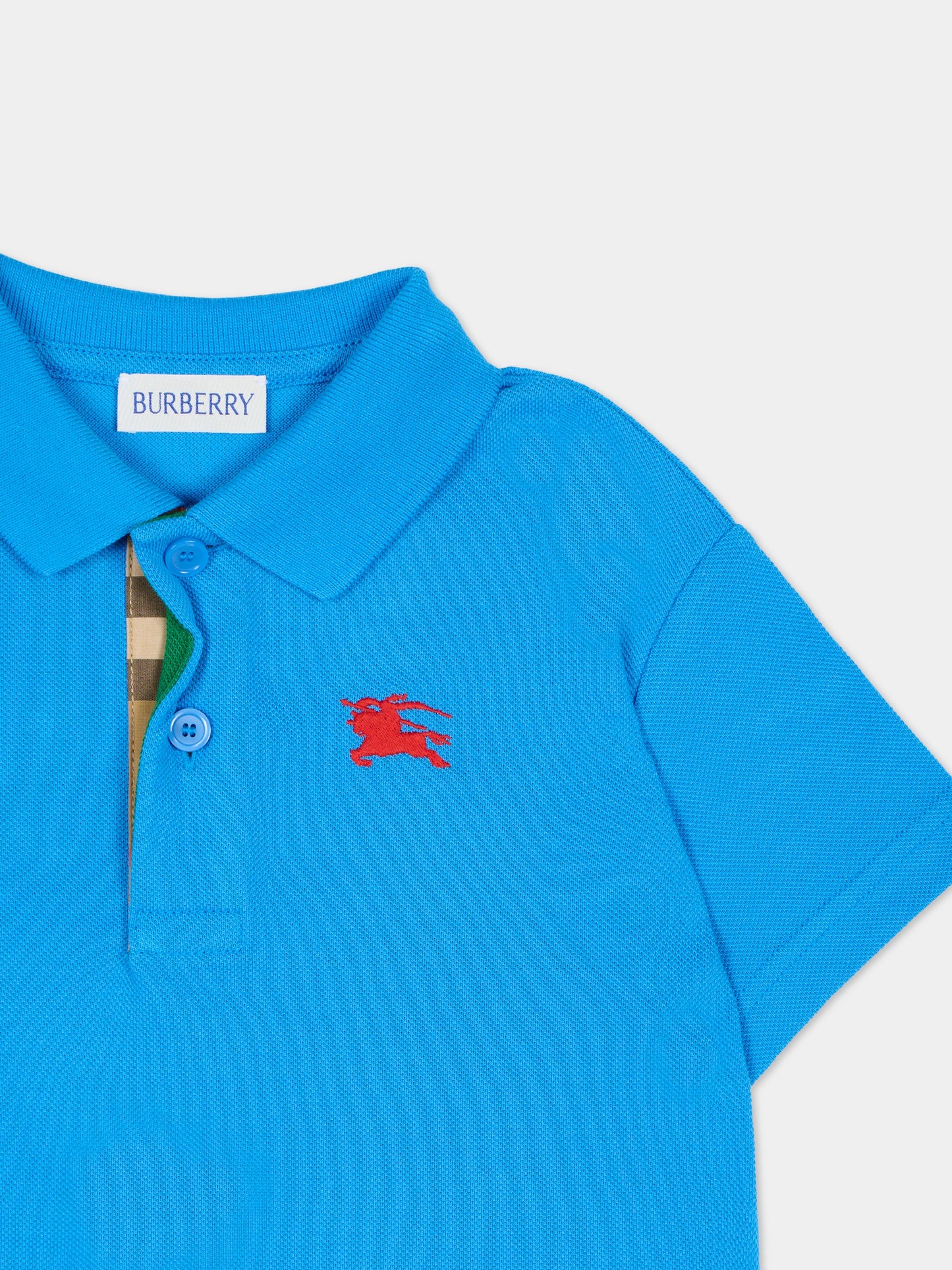 Polo azzurra per bambino con cavaliere equestre,Burberry Kids,8121359 C4138