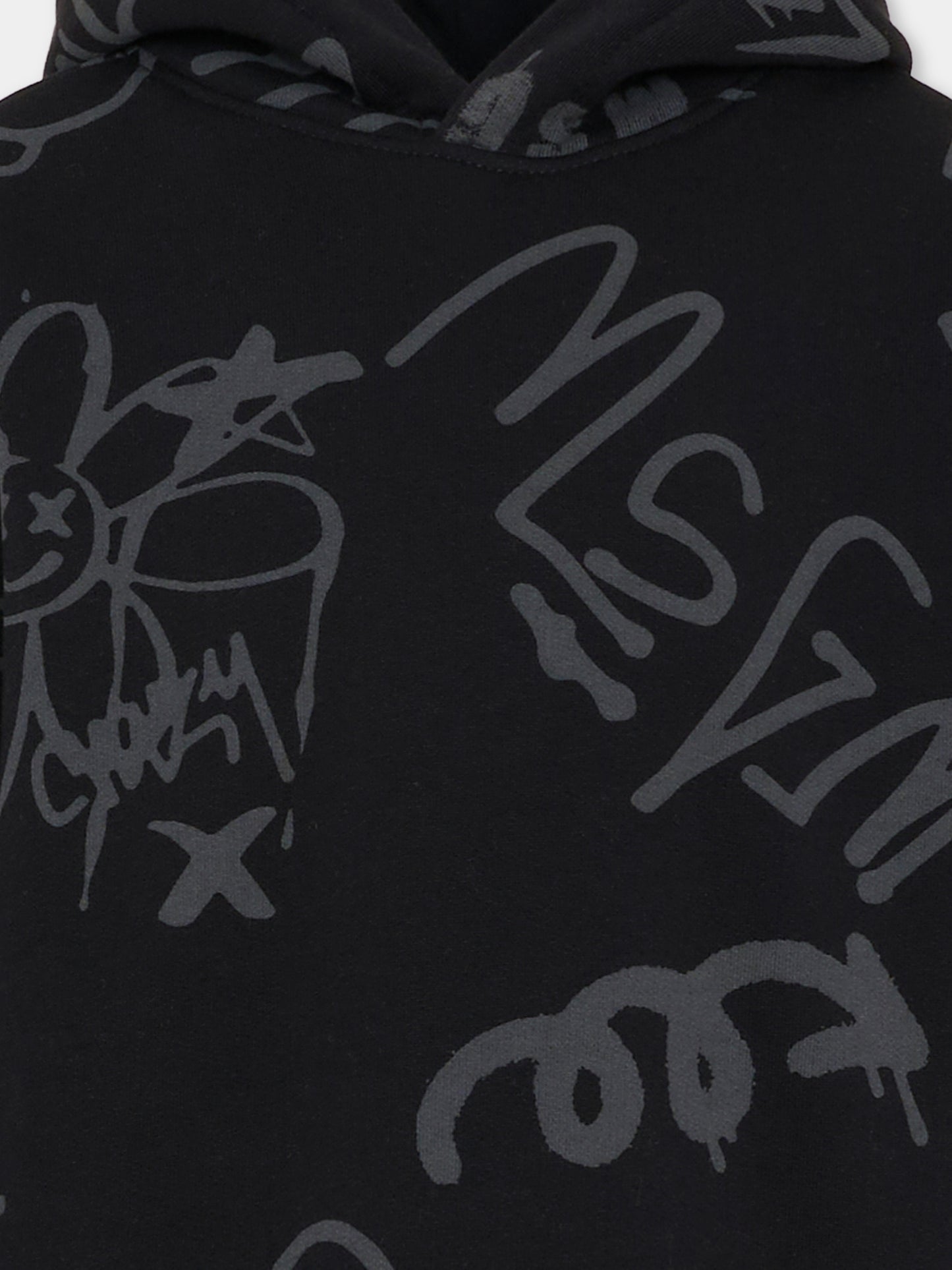 Felpa nera per bambino con stampa graffiti,Msgm Kids,F5MSJBHS246 110