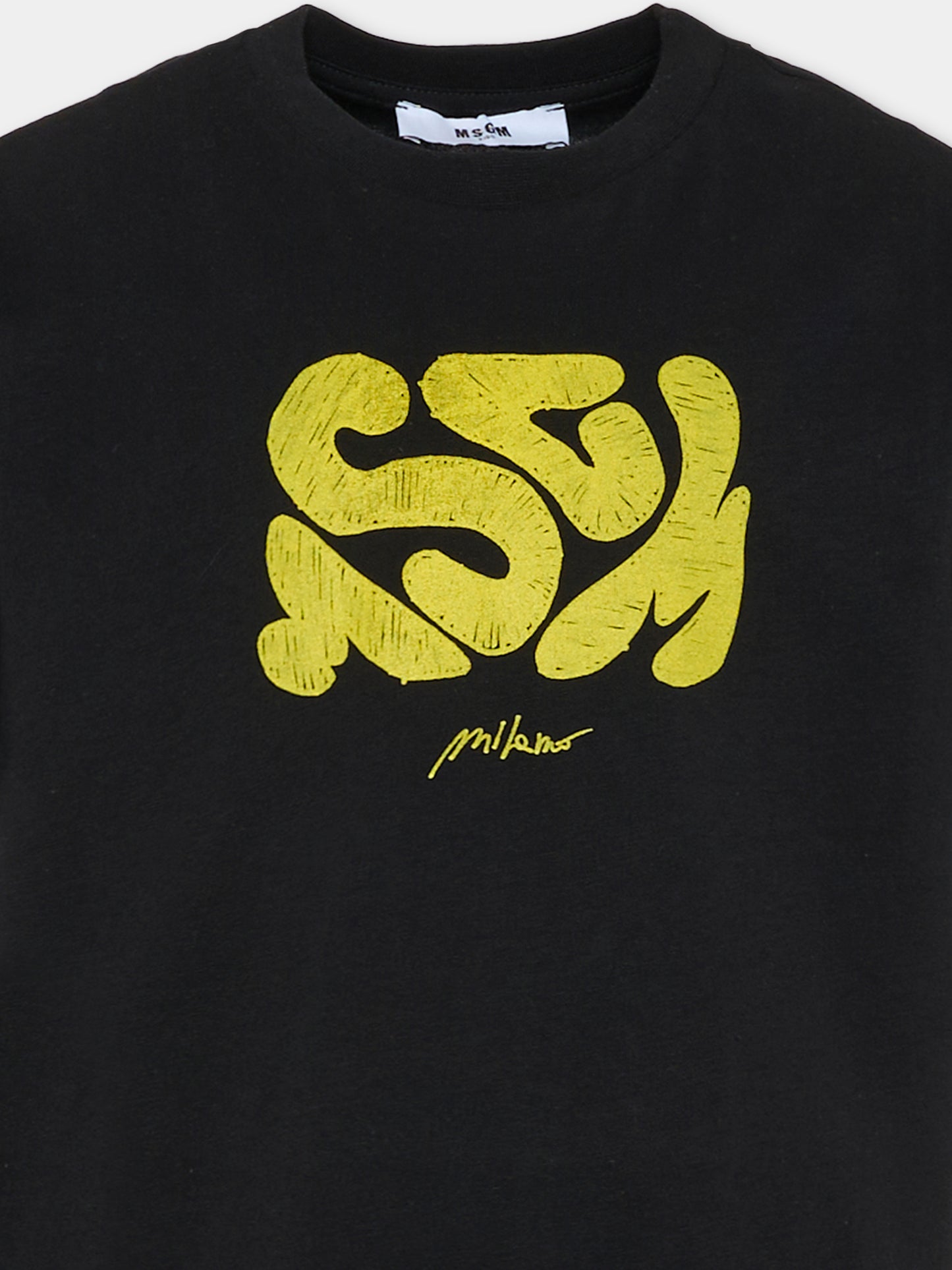 T-shirt nera per bambino con logo,Msgm Kids,F5MSJBTH218 110