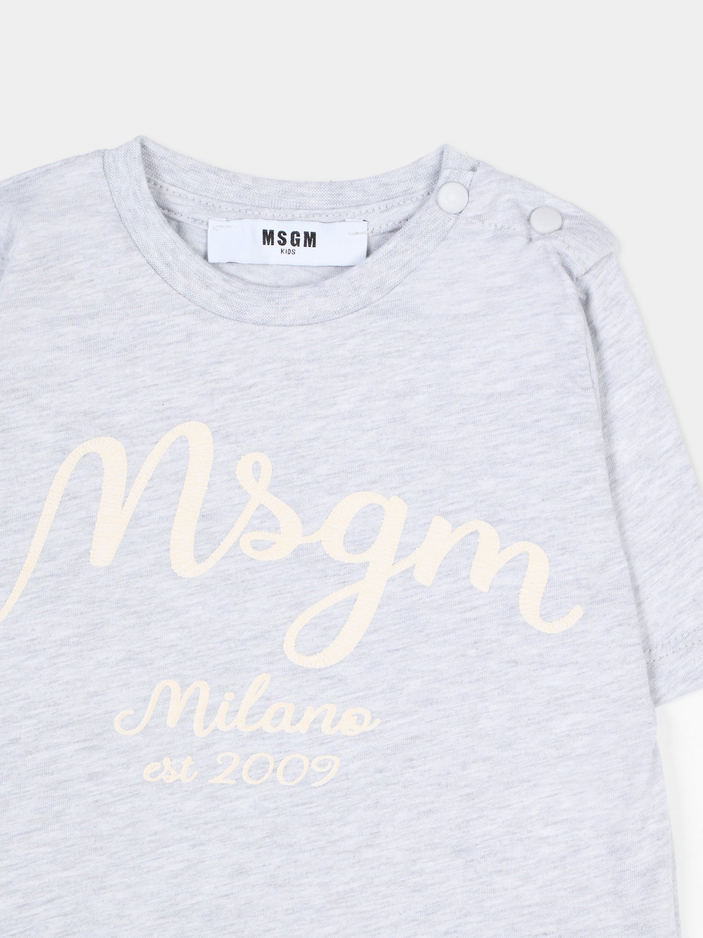 T-shirt grigia per neonato con logo,Msgm Kids,F5MSNBTH297 107
