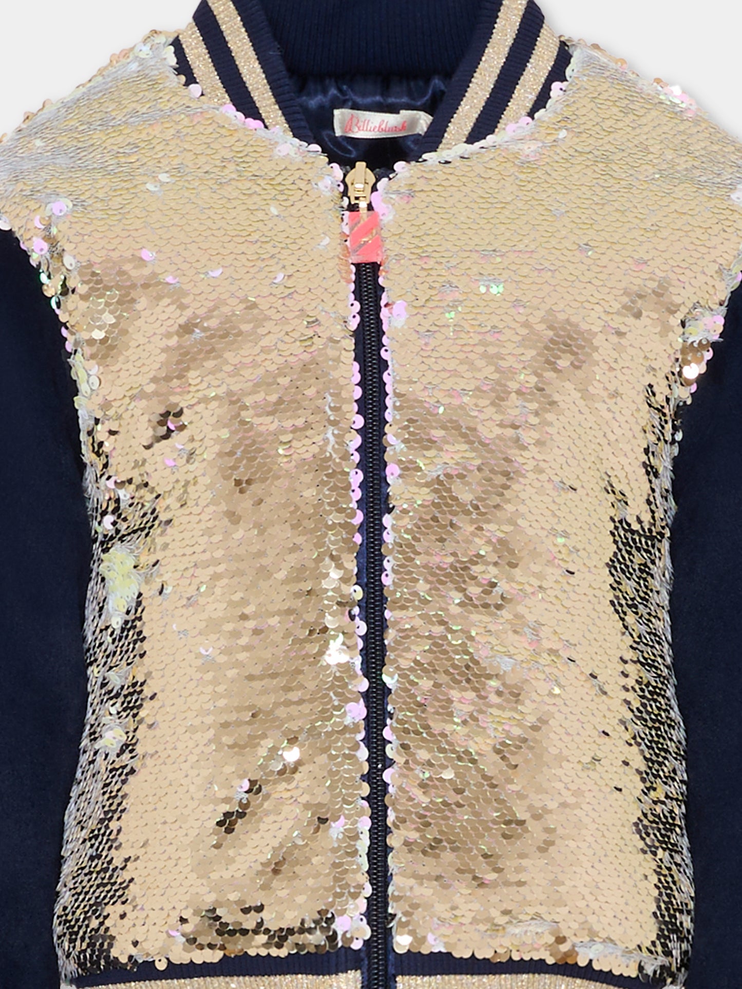 Bomber oro per bambina con paillettes,Billieblush,U20429 Z98