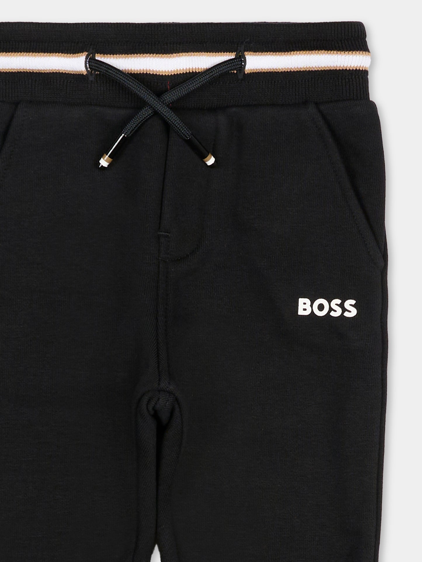Pantaloni neri per neonato con logo,Boss,J51272 09B