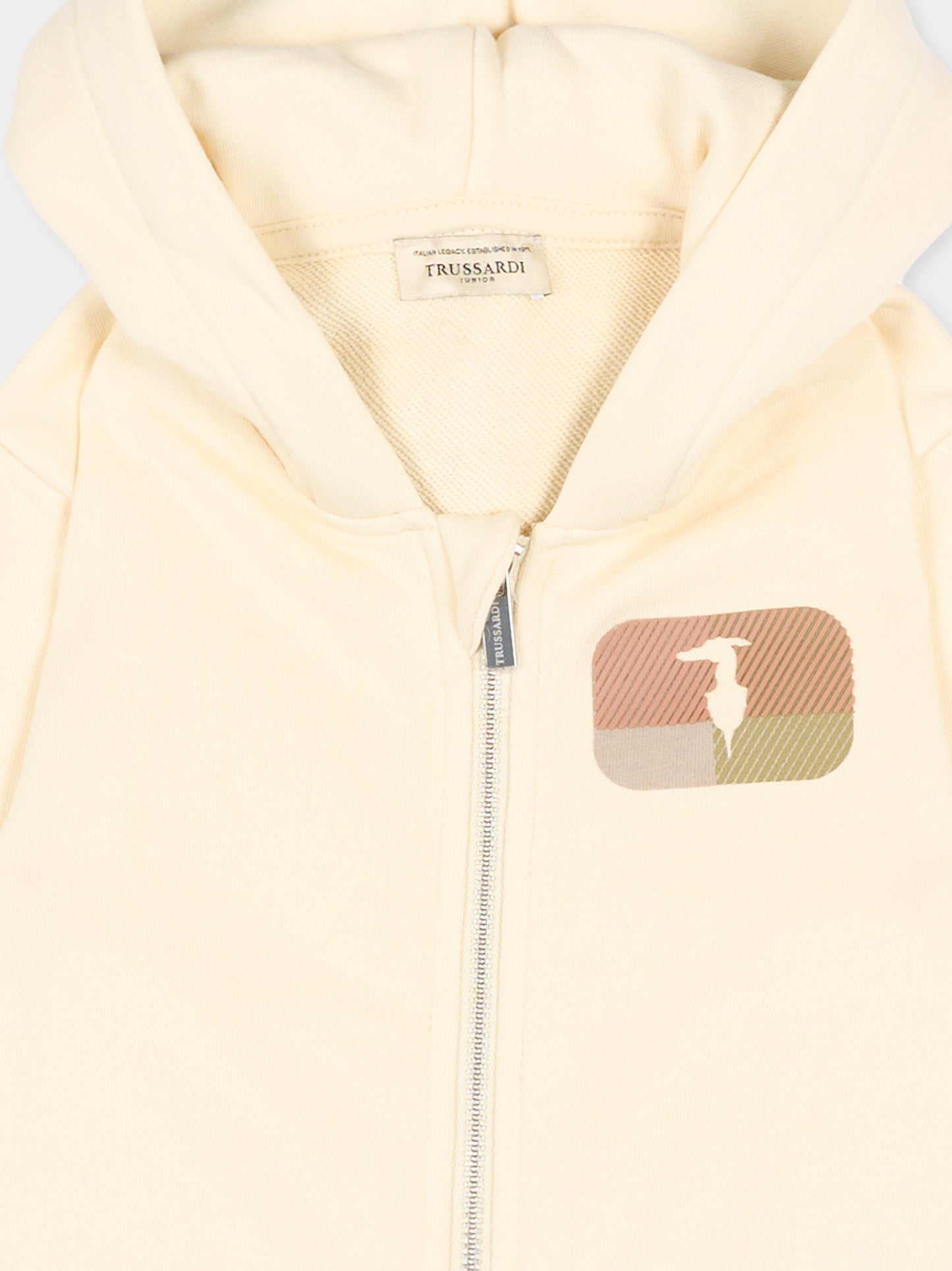 Felpa beige per neonato con levriero,Trussardi Junior,TIP26065FE BEIGE NEW ECRU