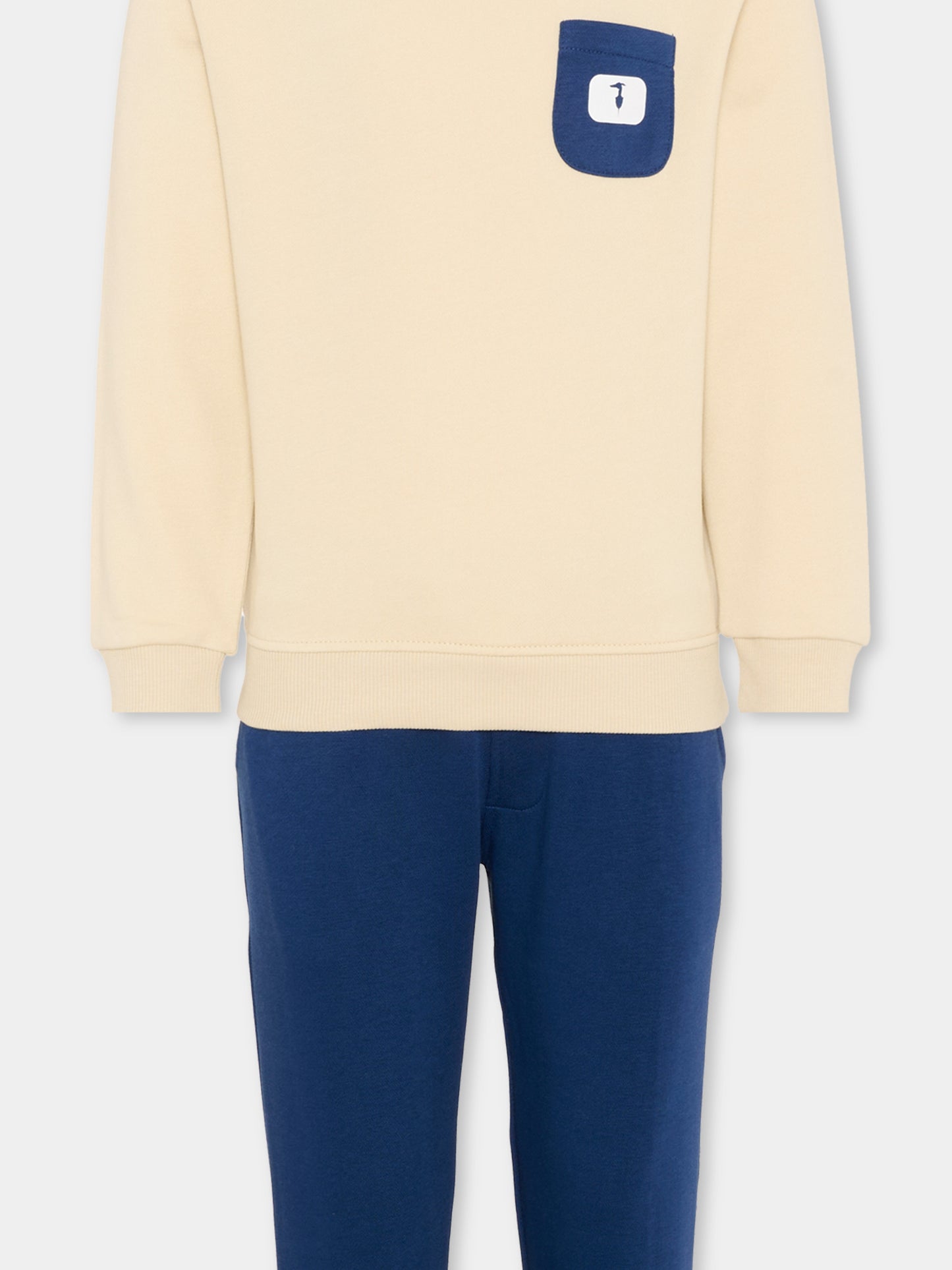 Completo sportivo beige per bambino con levriero,Trussardi Junior,TIP26077CF BEIGE CASTLE WALL