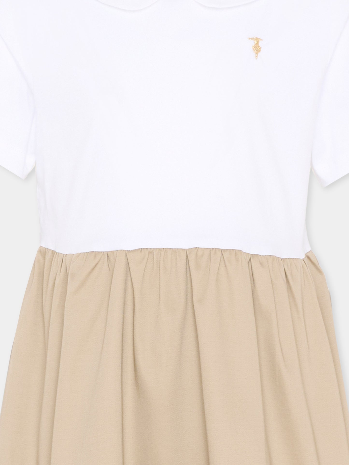 Vestito bianco per bambina con levriero,Trussardi Junior,TIP26113VE OFF-WHITE