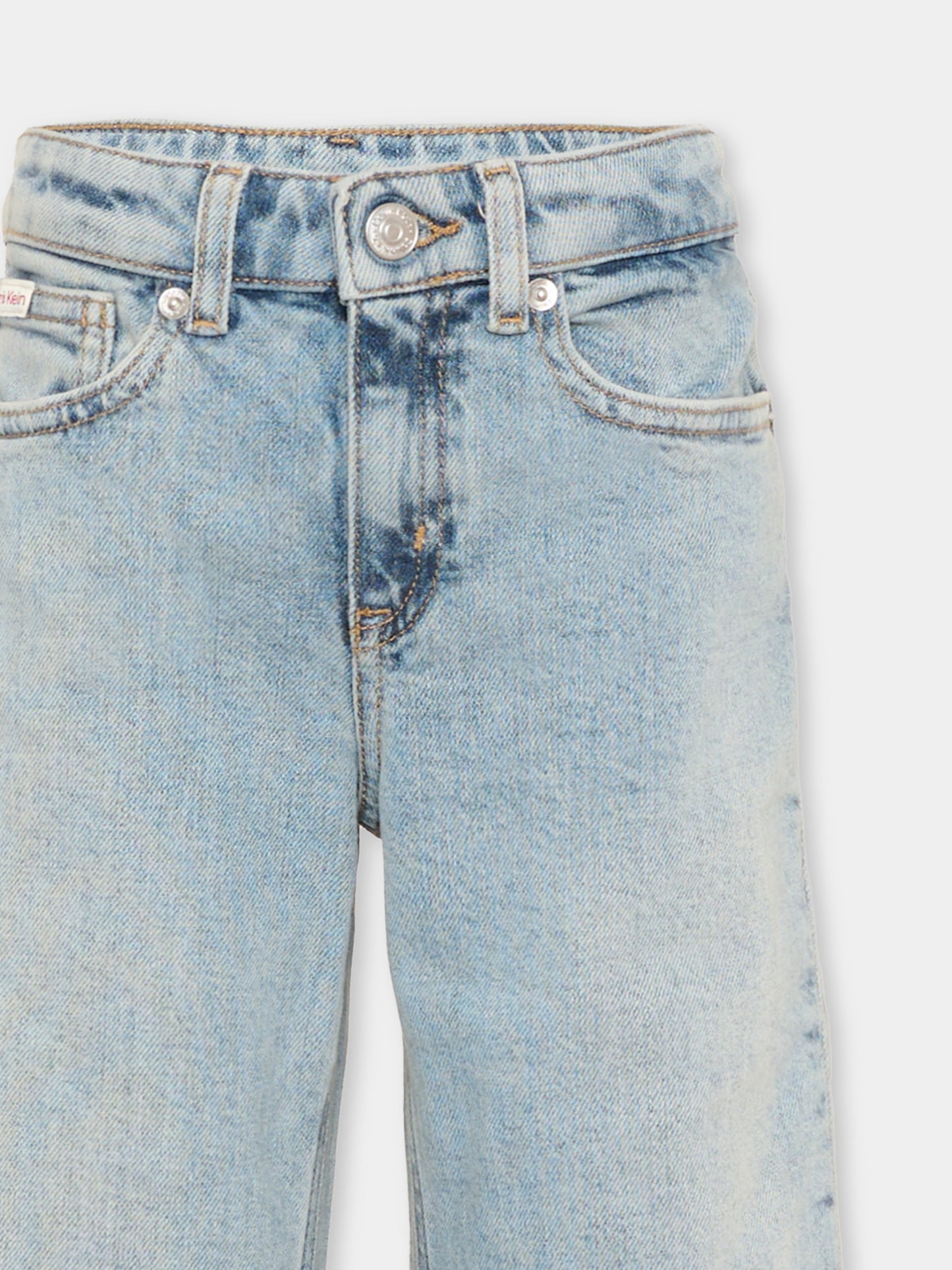 Jeans denim per bambina con patch logo,Calvin Klein Kids,LVCKSJC02G 1A4