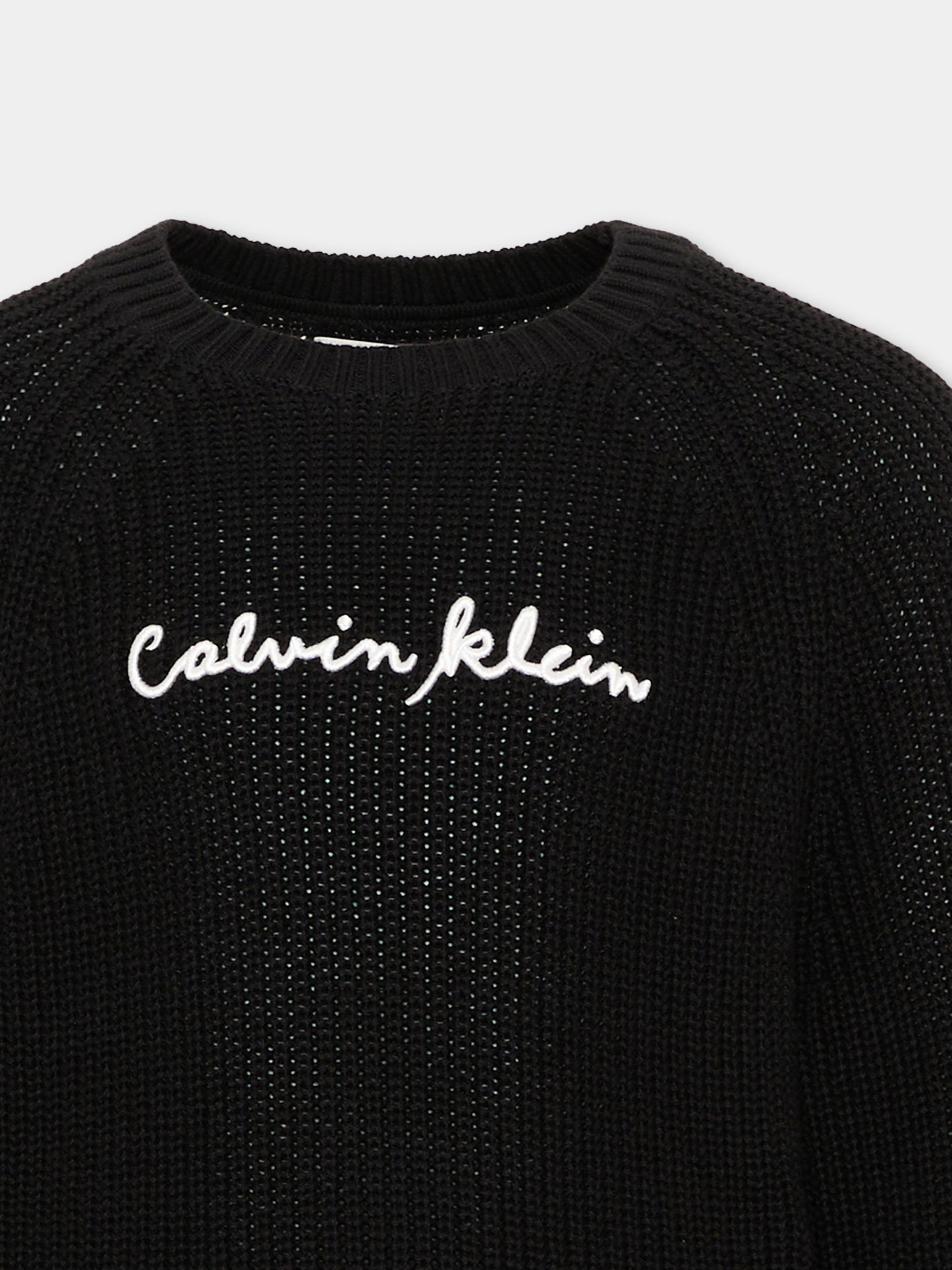 Maglione nero per bambina con logo,Calvin Klein Kids,LVCKTJF05G BEH