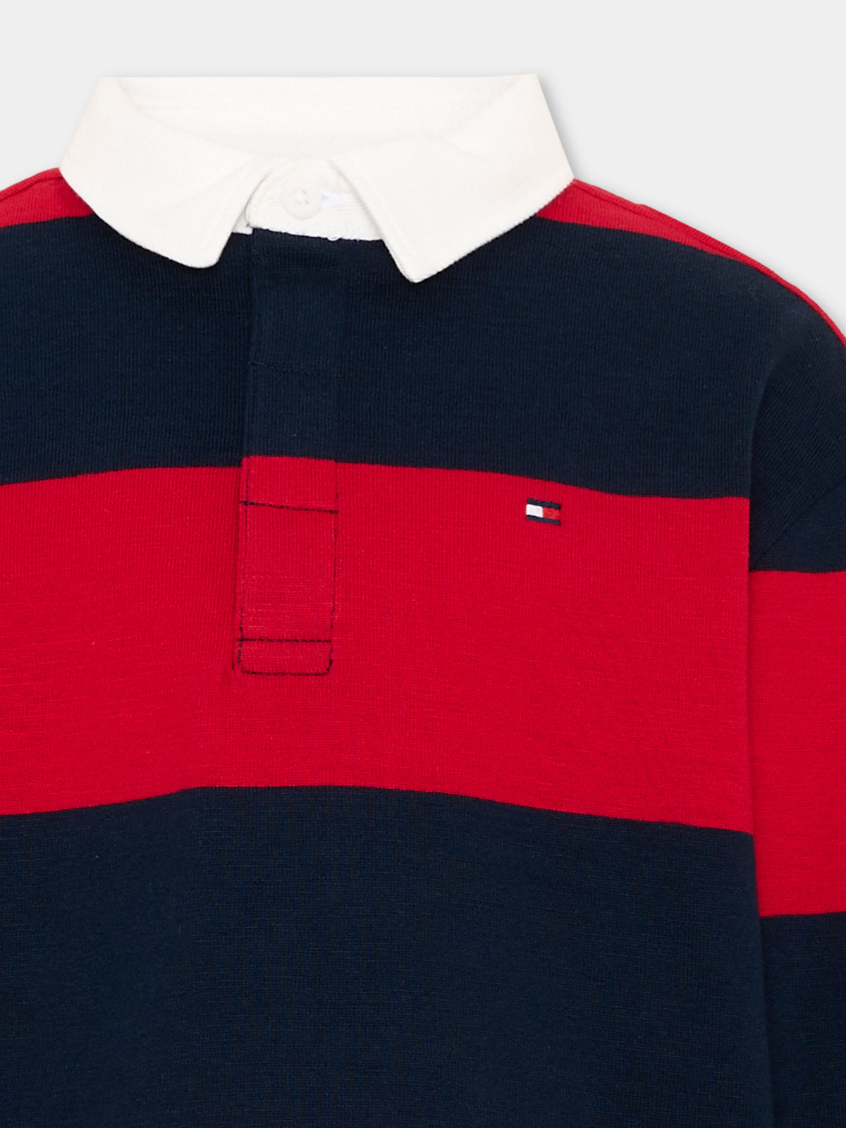 Polo rossa per bambino a righe con logo,Tommy Hilfiger Junior,KB0KB10475 XLG