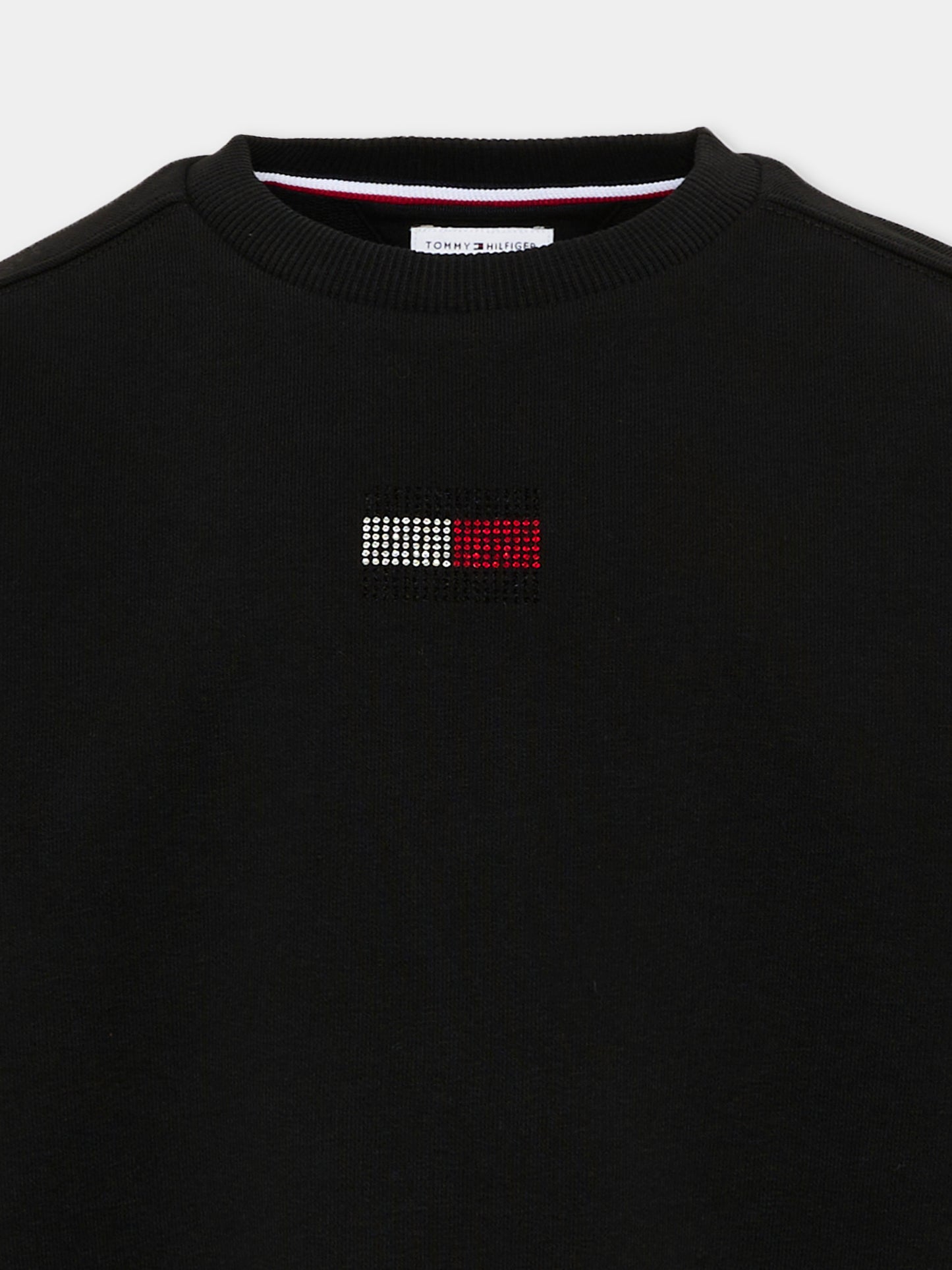 Felpa nera per bambina con logo,Tommy Hilfiger Junior,KG0KG09490 BDS