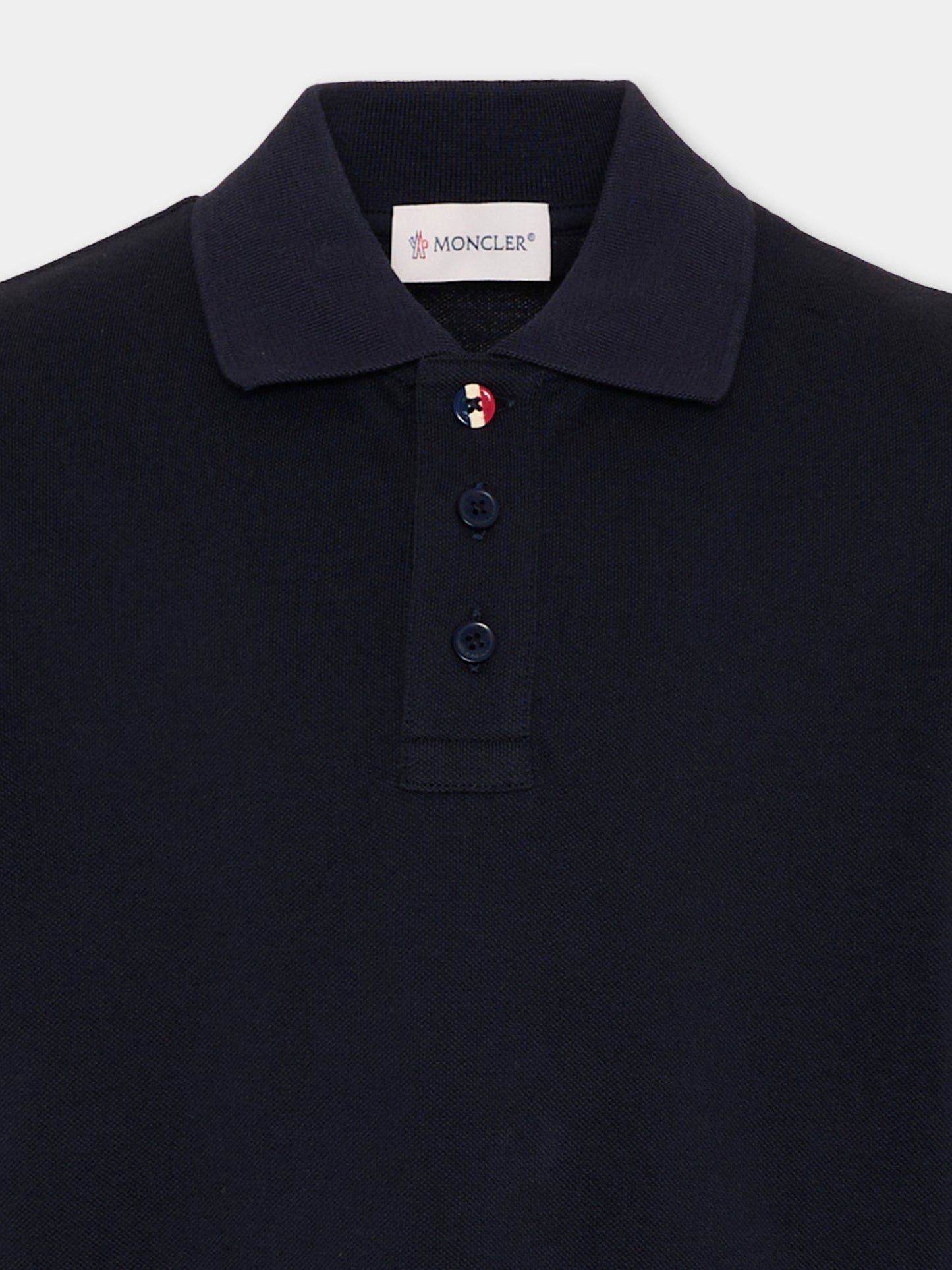 Polo blu per bambino con logo,Moncler Kids,L2954 8B00001 8496W 778