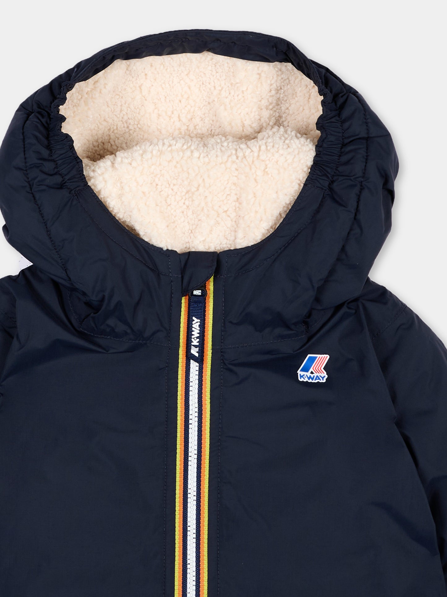 Piumino blu Claudine Orsetto per neonati con logo,K-way,K7142RW K89