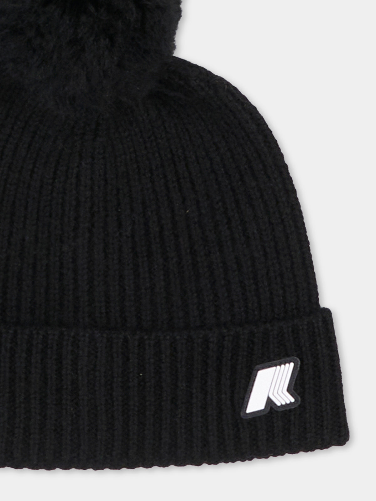 Berretto nero P.Vincienne per bambini con logo,K-way,K31359W USY