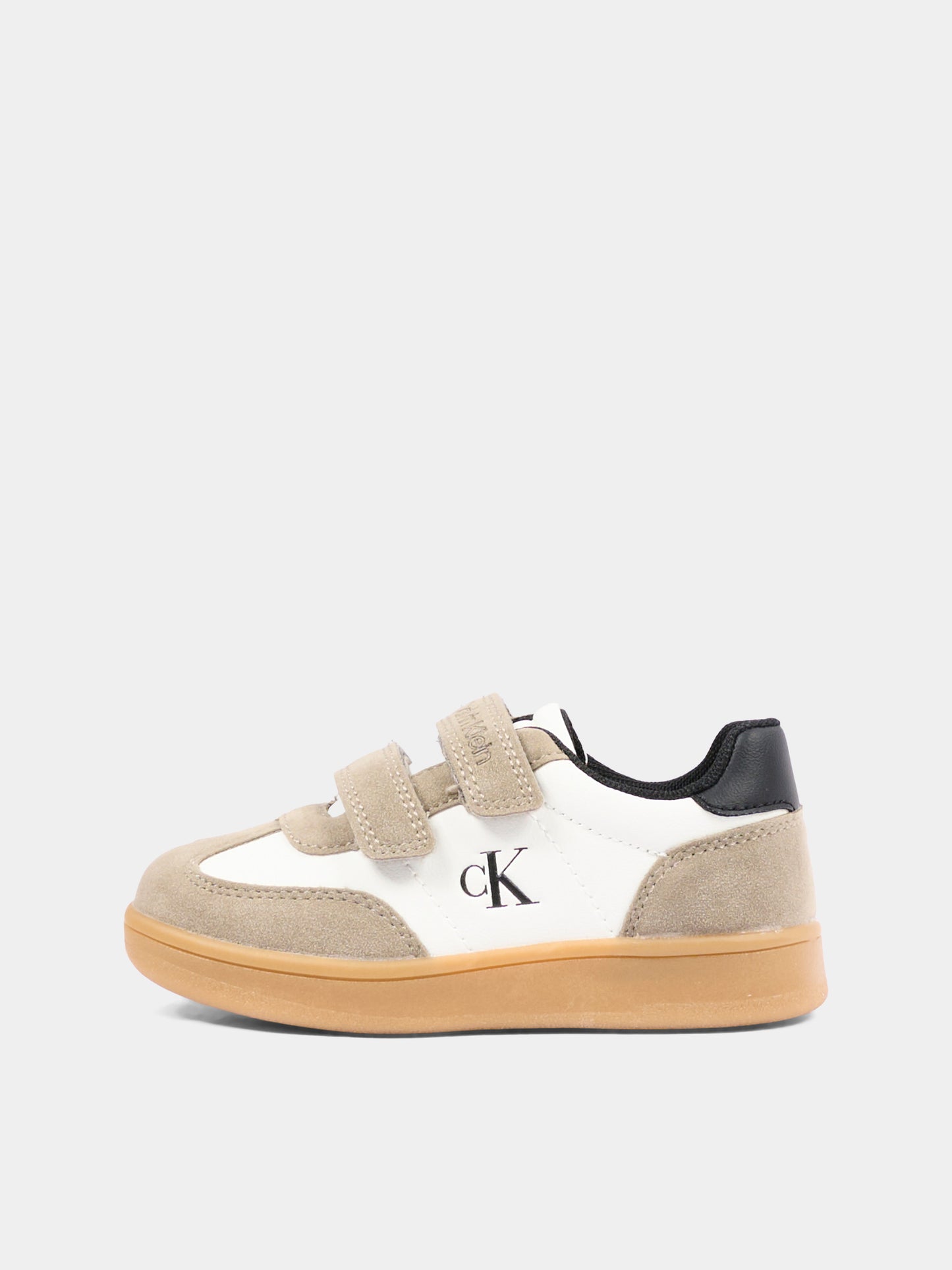 Sneakers beige per bambino con logo,Calvin Klein Kids,V1X9 83443 0318Y746
