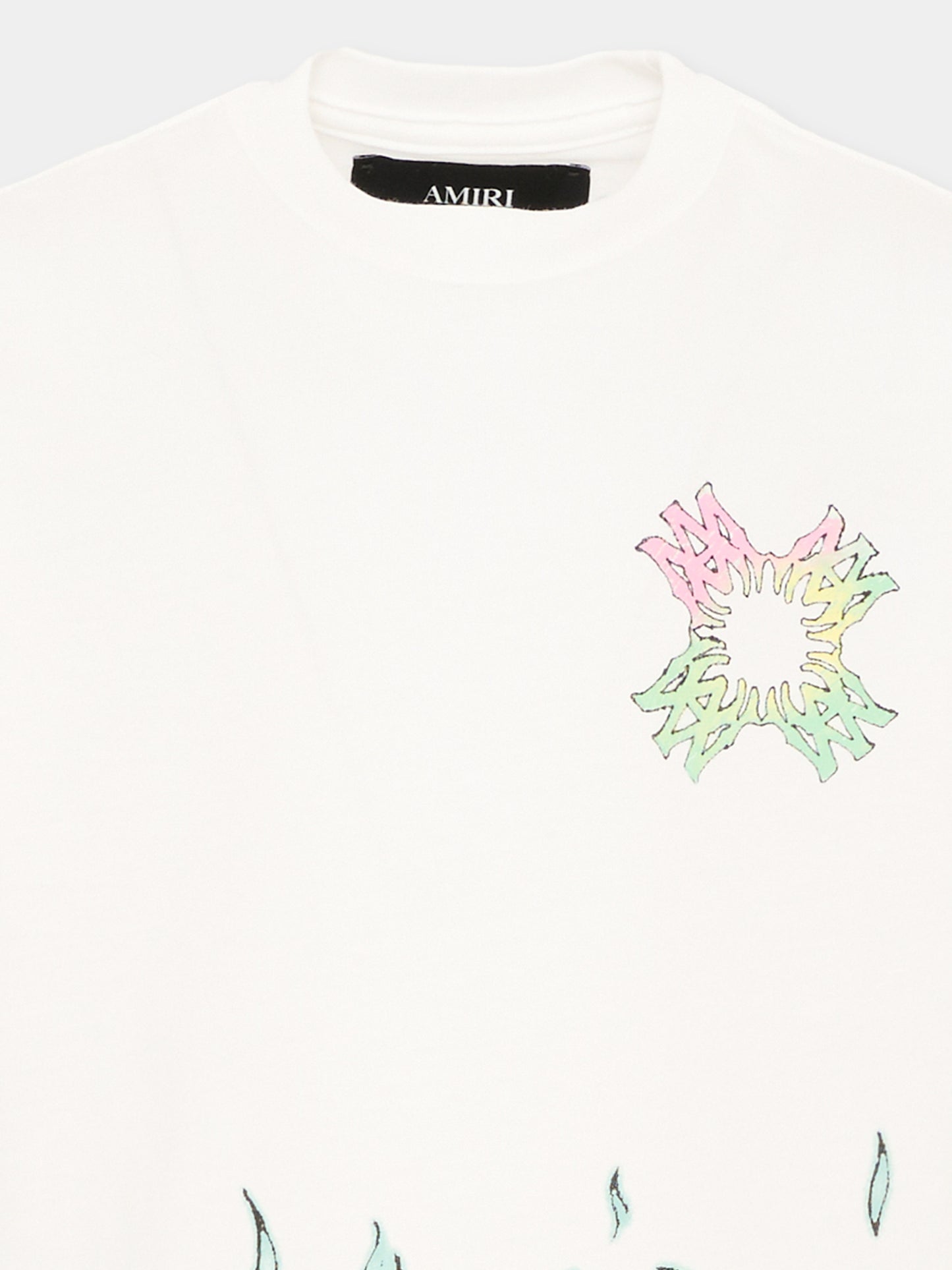 T-Shirt avorio per bambini con fiamme,Amiri,ACTOJR1028 127 IVORY