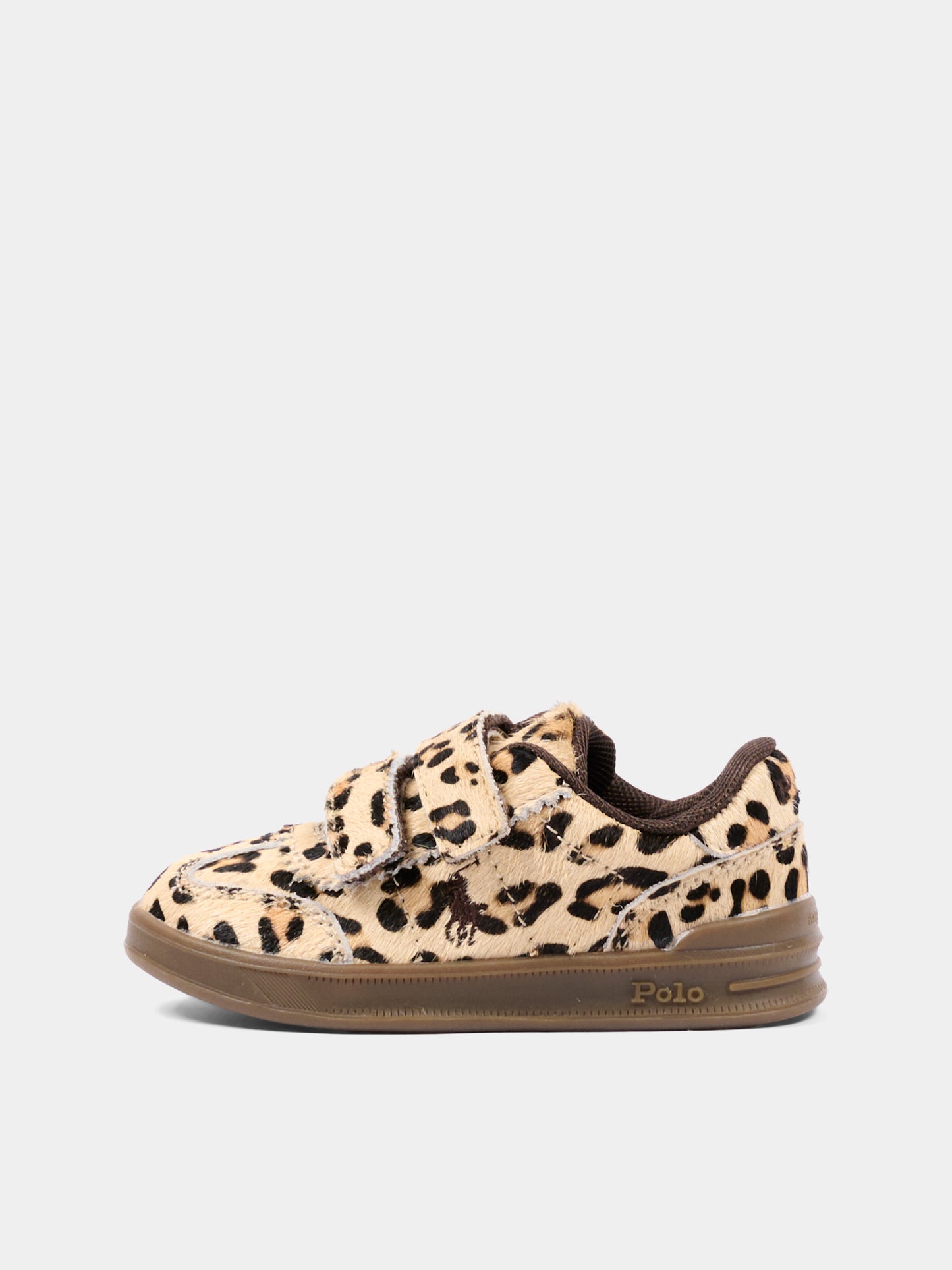 Sneakers marroni per bambina animalier,Ralph Lauren Kids,RL05863202