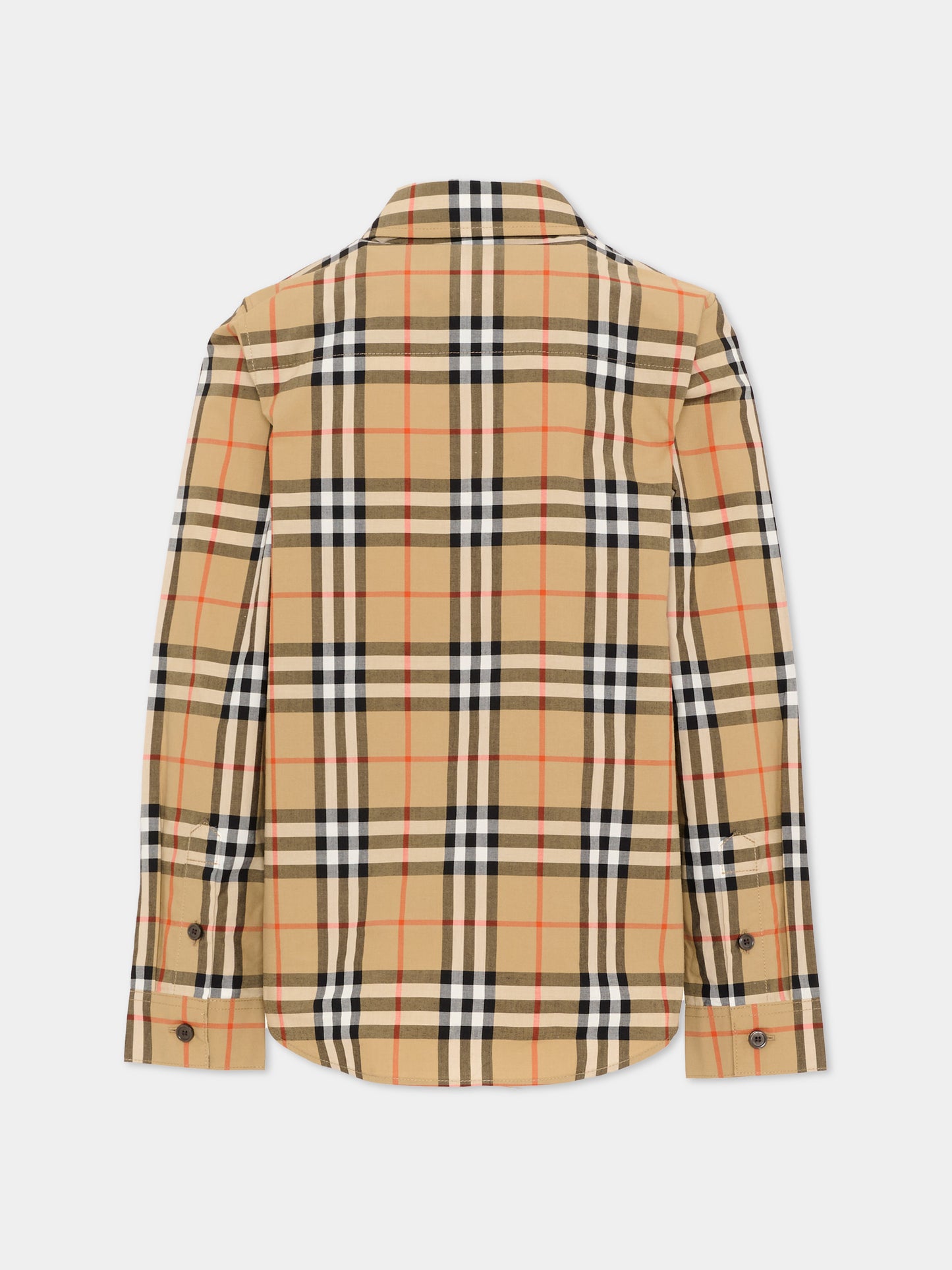 Camicia beige per bambino con check vintage,Burberry Kids,8117166 B9368