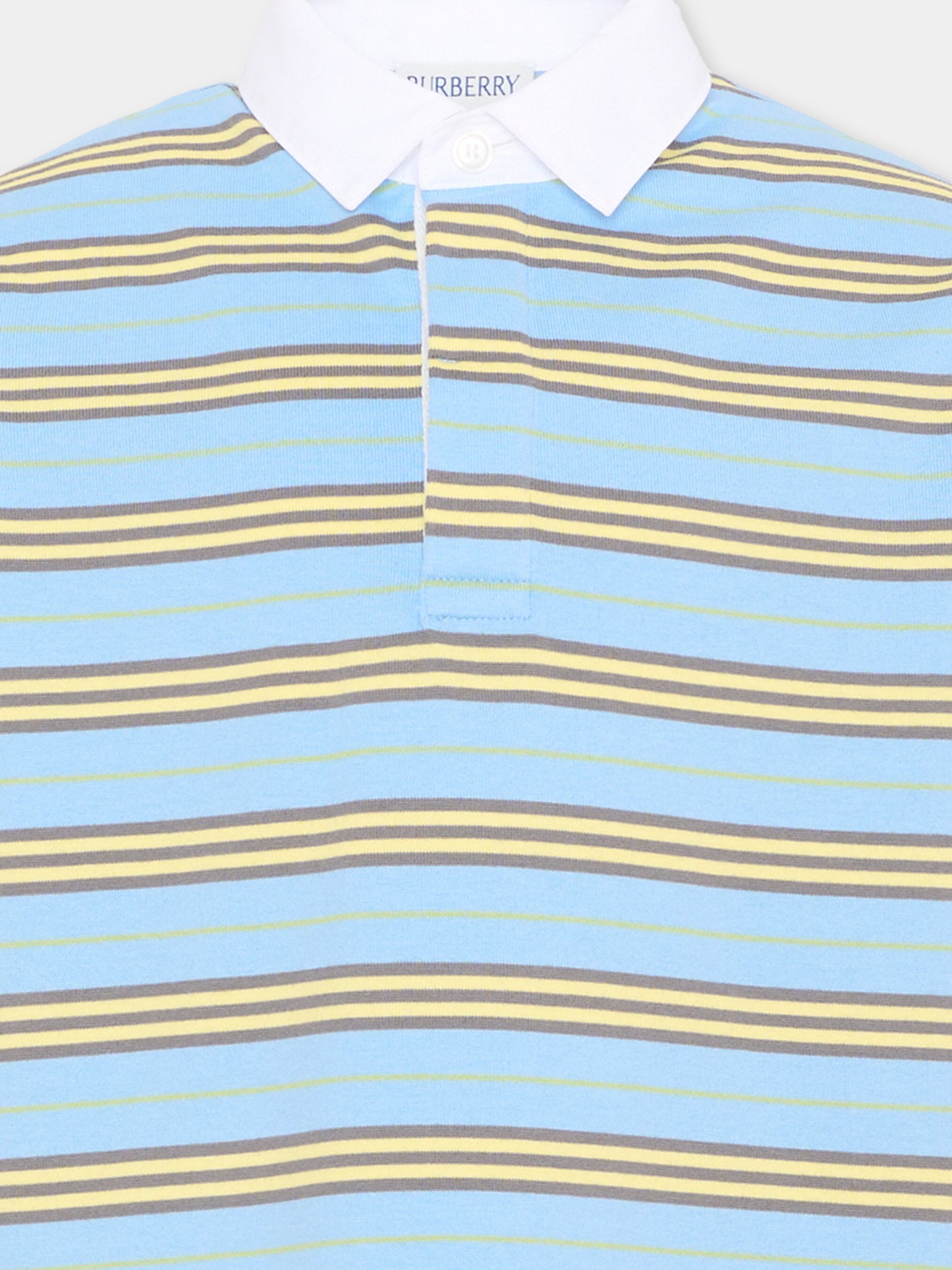 Polo celeste a righe per bambino con logo,Burberry Kids,8126360 A6812
