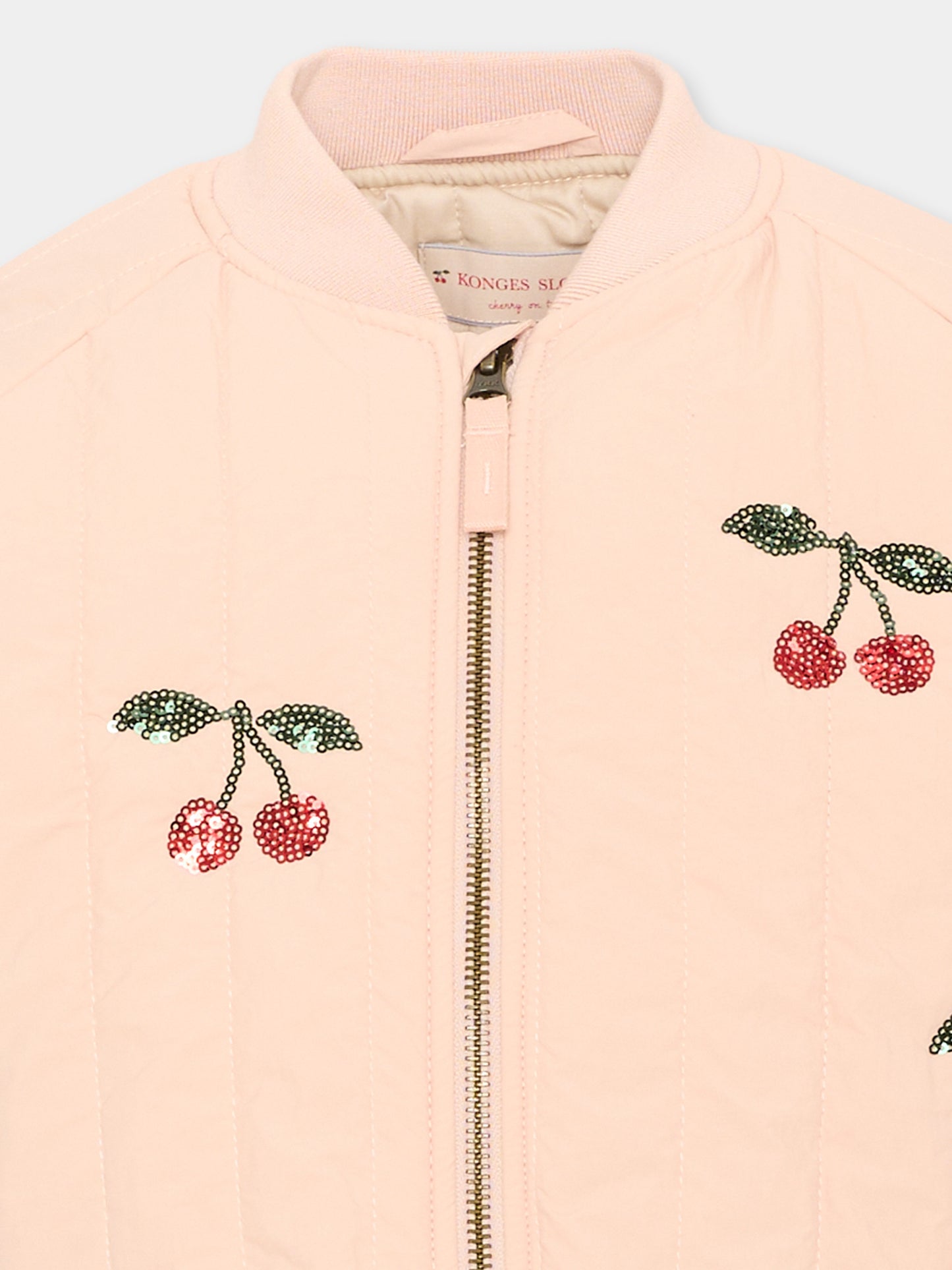 Bomber rosa per bambina con ciliegie,Konges Sløjd,KS105733 CAMEO ROSE