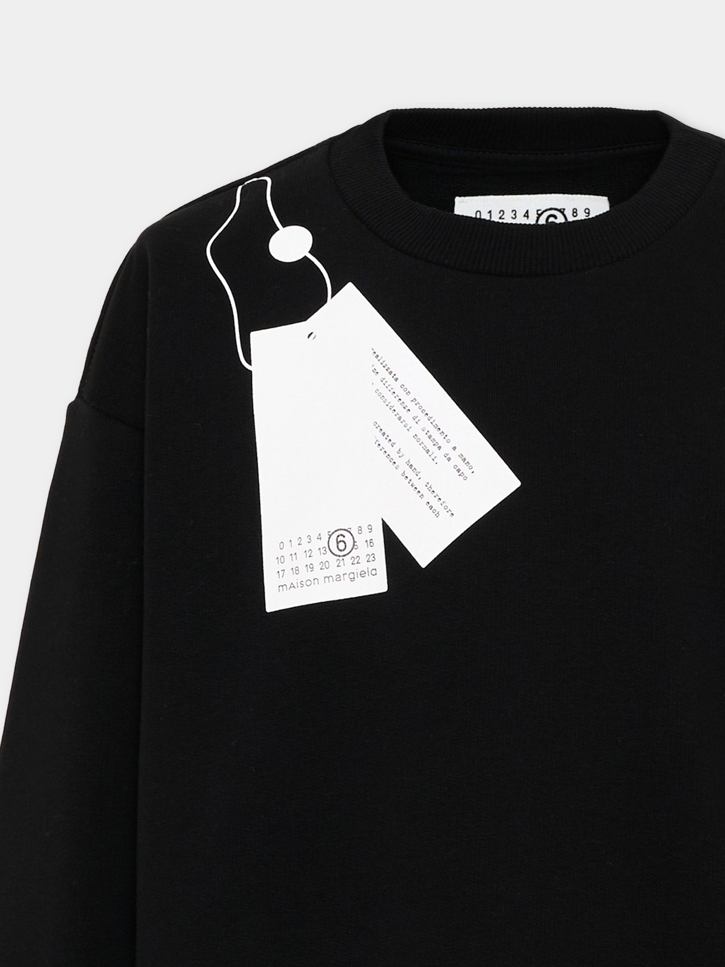 Felpa nera per bambini con logo,Mm6 Maison Margiela,M61157 MM02X M6900