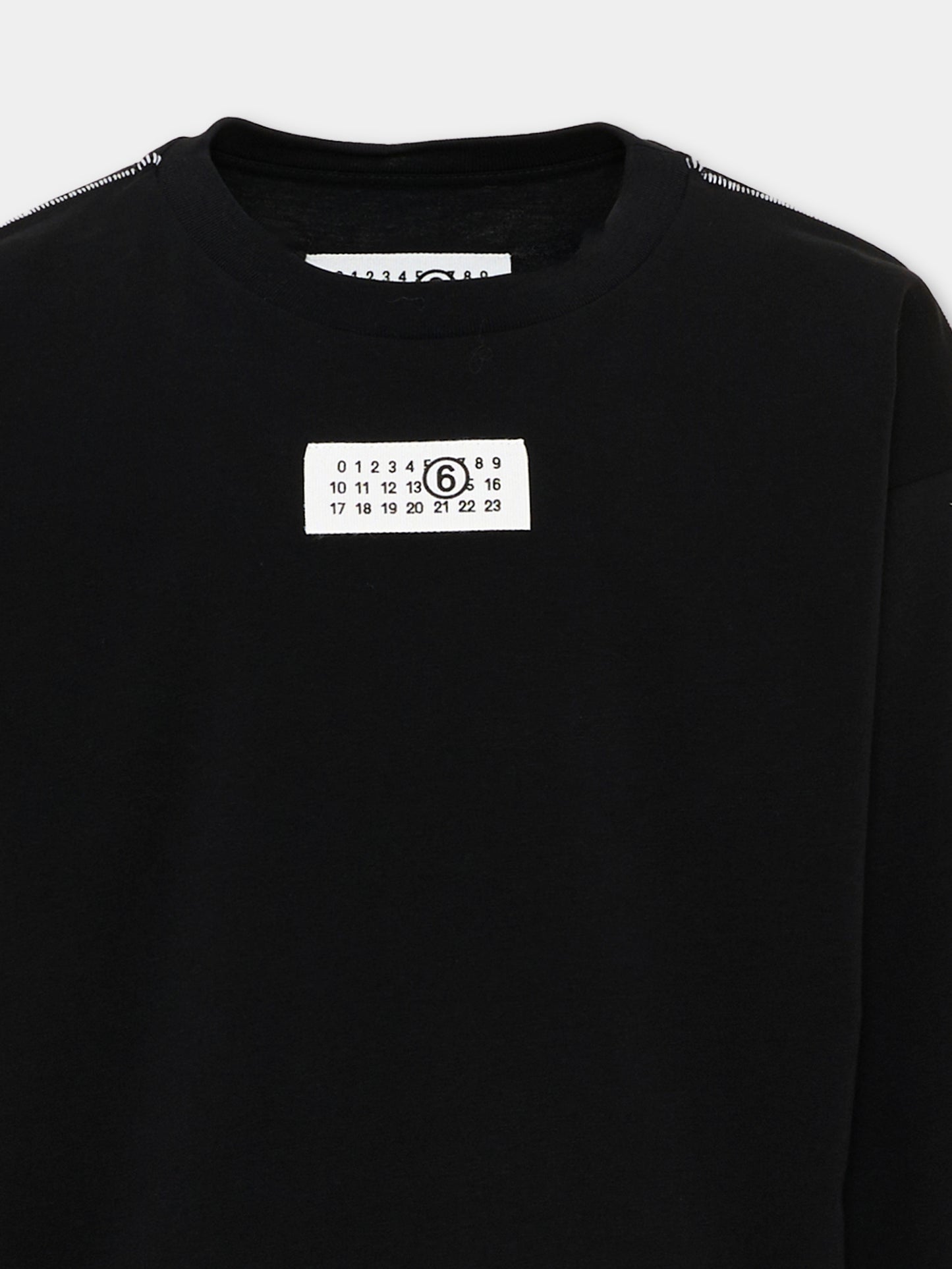 T-Shirt nera per bambini con logo,Mm6 Maison Margiela,M61164-MM04I-M6900