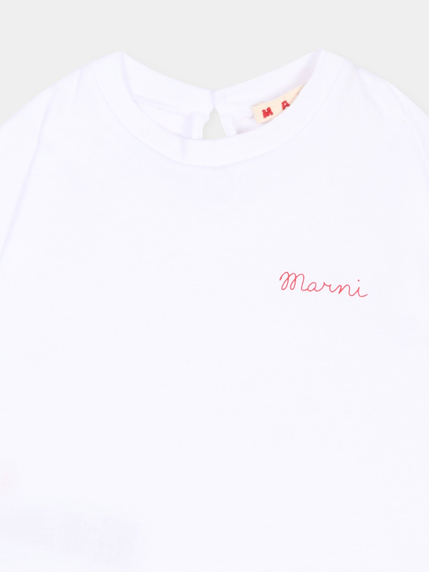 T-Shirt bianca per neonata con logo,Marni Kids,M01898 M00YP 0M100