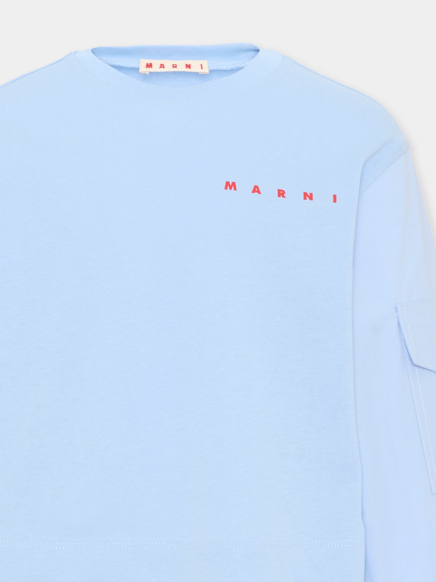 T-Shirt azzurra per bambino con logo,Marni Kids,M01905 M00YM 0M863