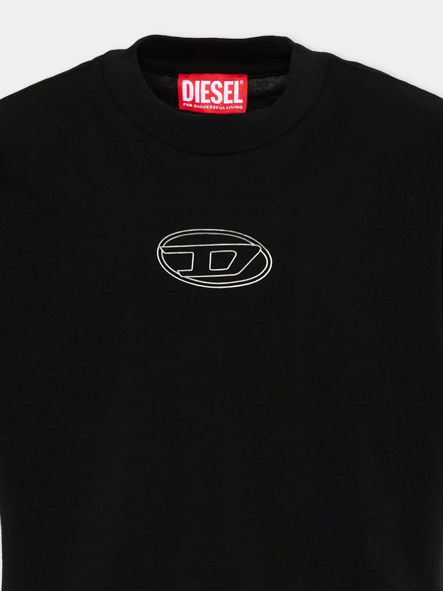 T-Shirt nera per bambina con logo,Diesel,J02918 00YI9 K900
