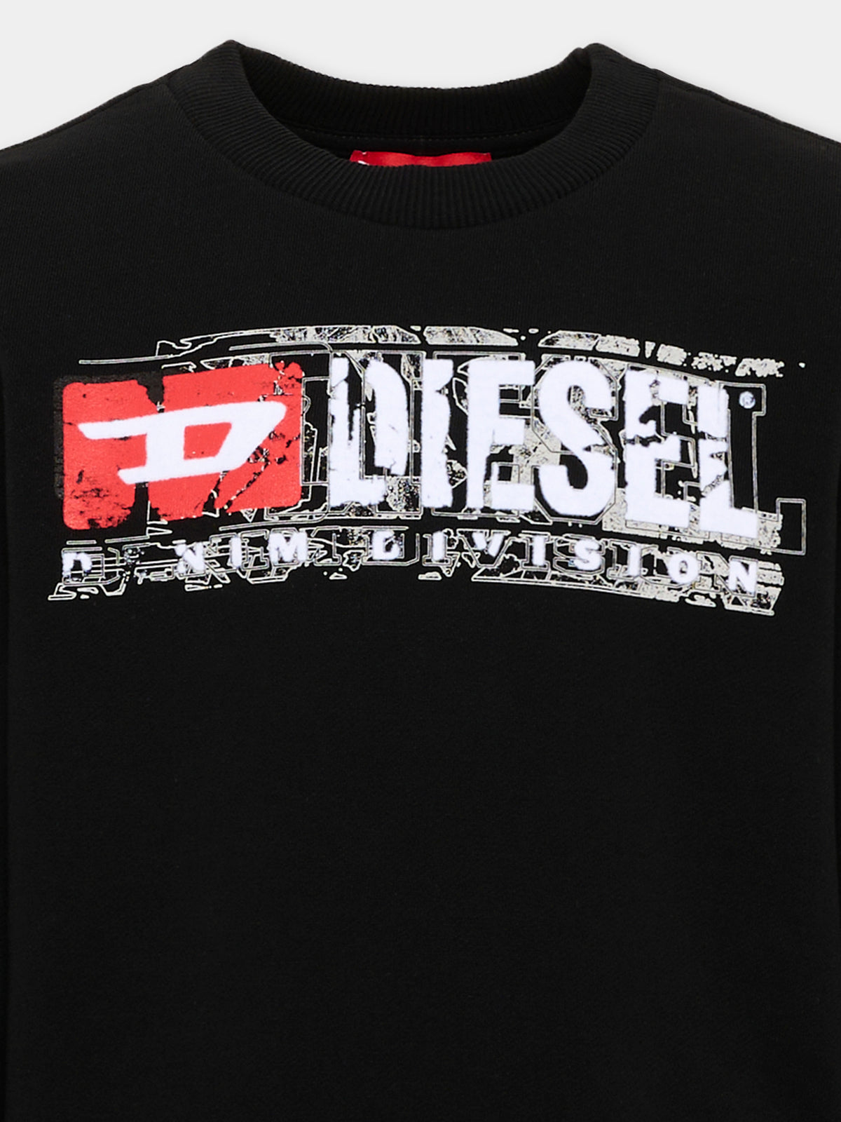 Felpa nera per bambino con logo,Diesel,J02973 KYAVF K900