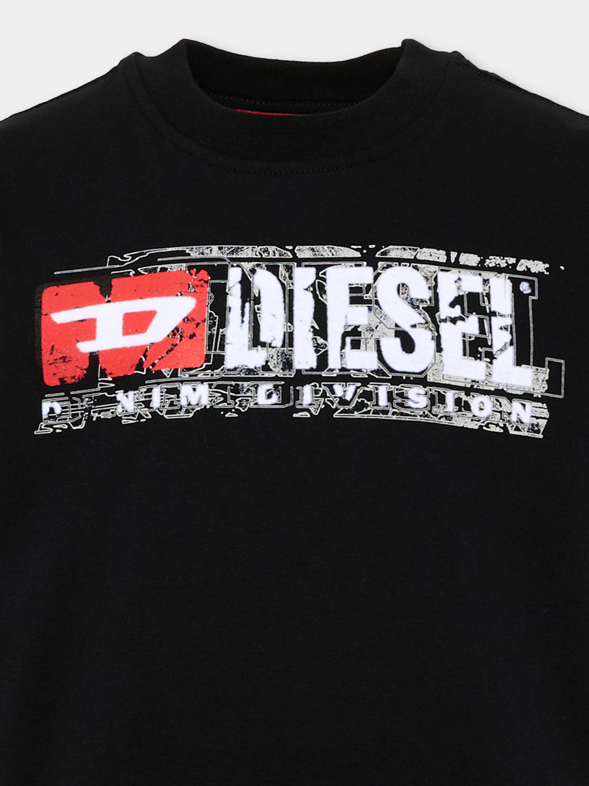 T-Shirt nera per bambino con logo,Diesel,J02976 00YI9 K900