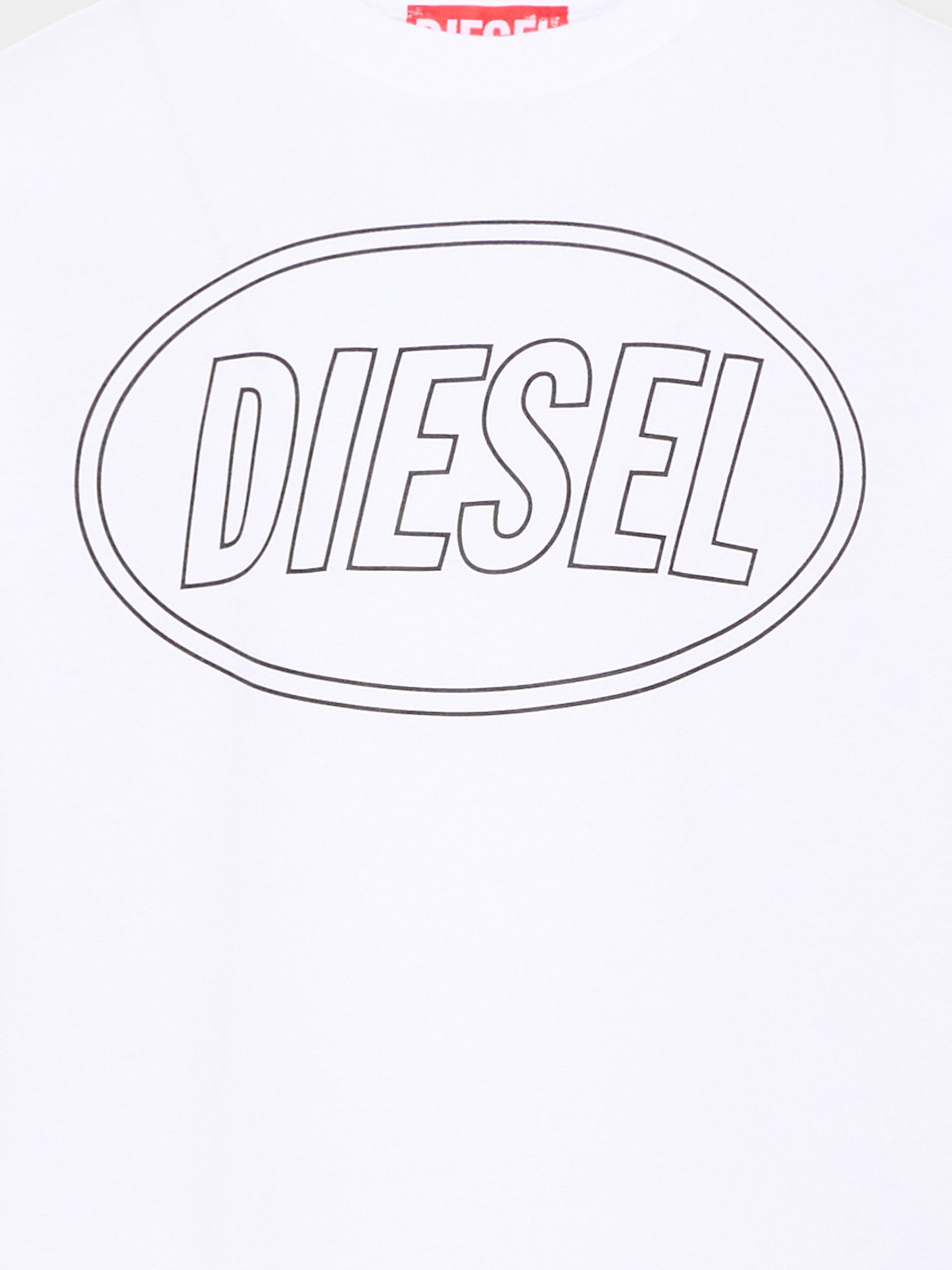 T-Shirt a manica lunga bianca per bambini con logo,Diesel,J03037 0GRAI K100