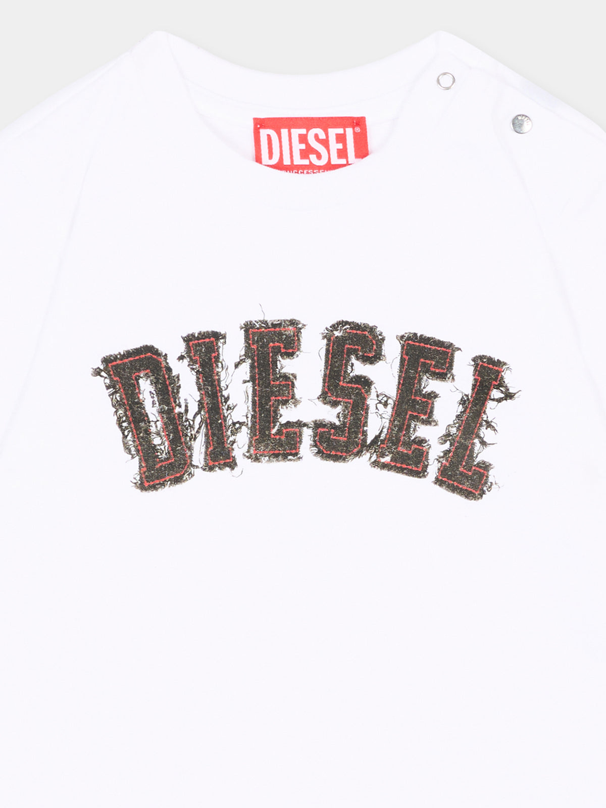 T-Shirt bianca per neonato con logo,Diesel,K00875 00YI9 K100
